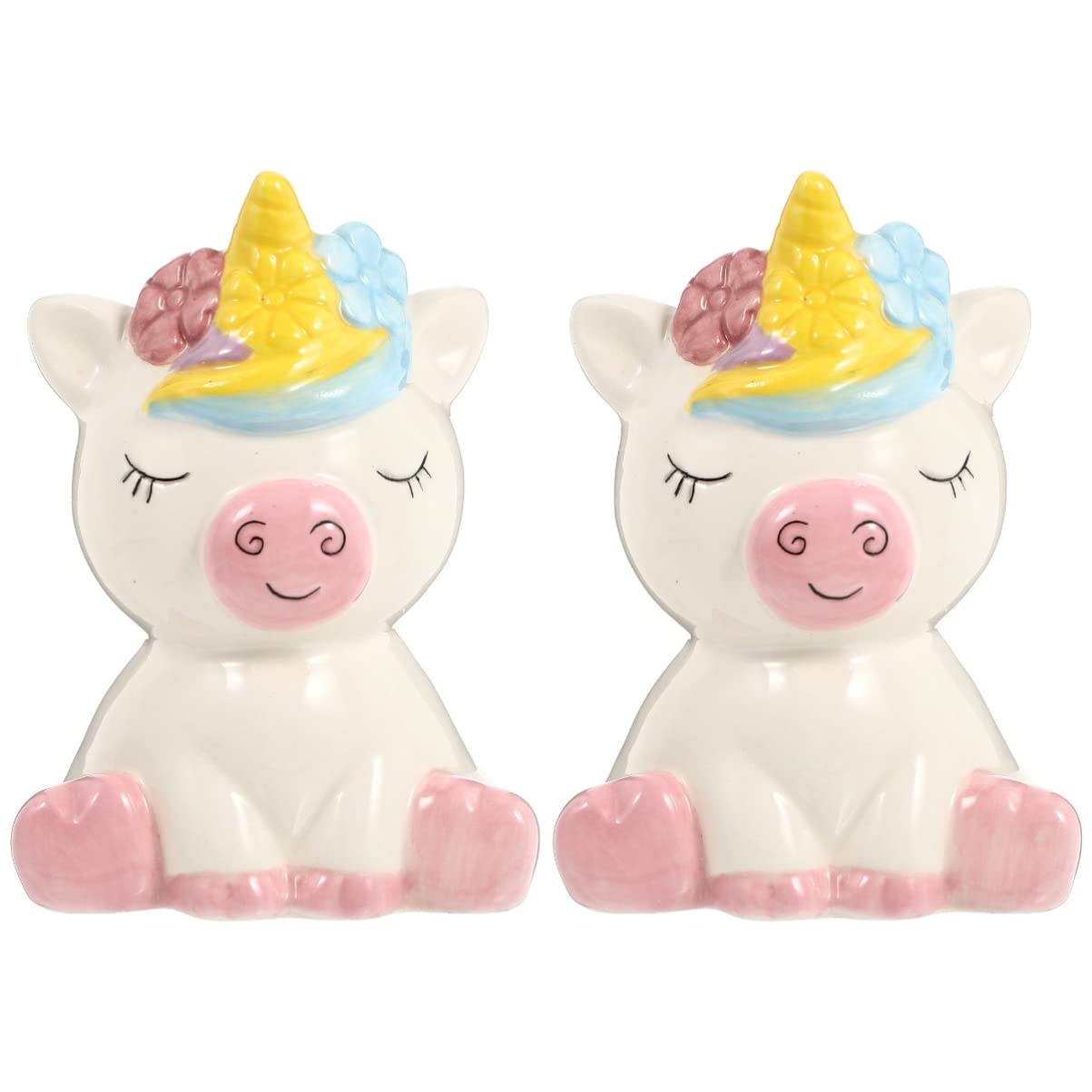 Toyvian Ceramic Piggy Bank Set for Kids - 2pcs Cartoon Money Saving Box, Home Decor & Coin Bank for Savings | Perfect for Birthday Gifts, Allowance Teaching, and Kids Room Decor