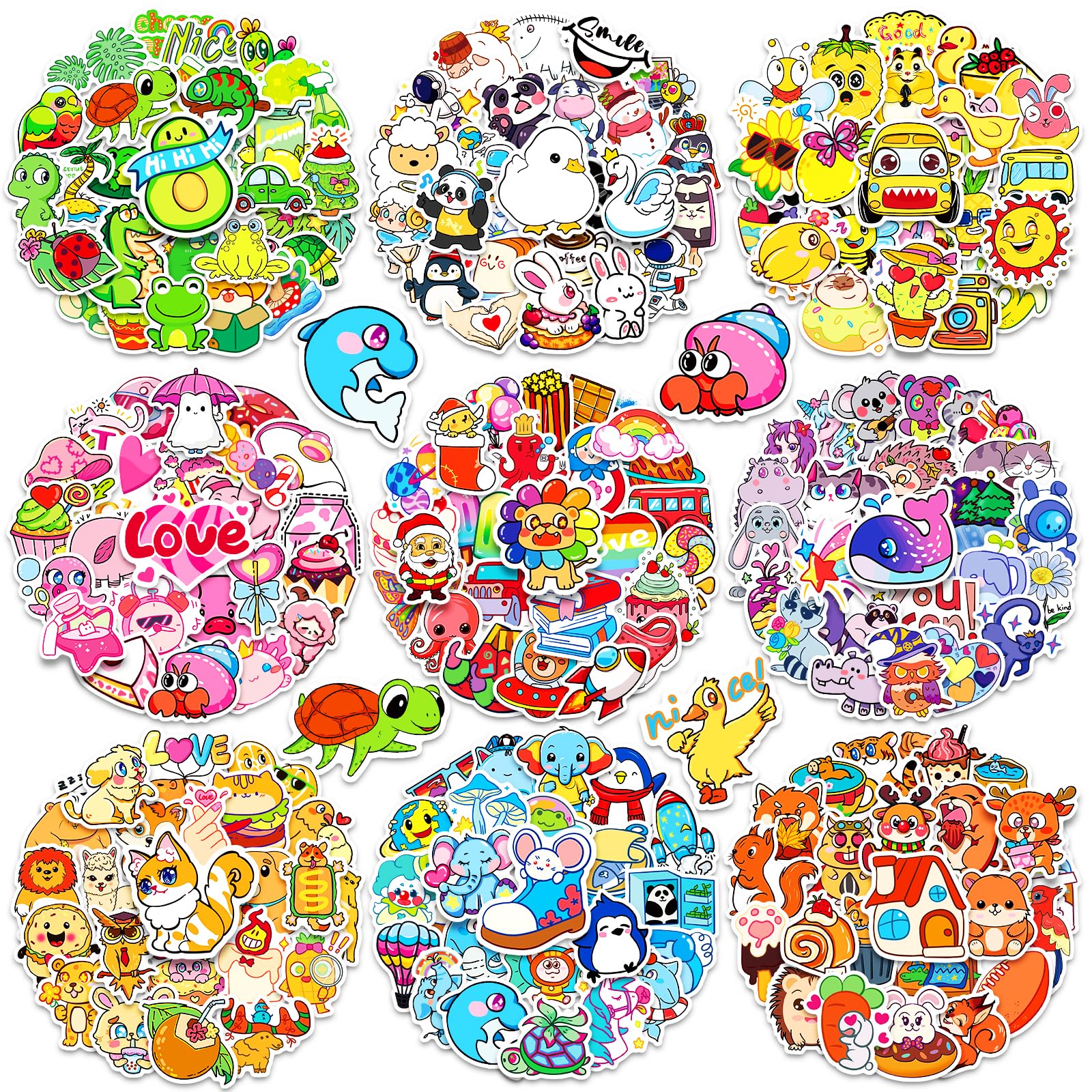 600Pcs Waterproof Vinyl Stickers for Kids & Teens - Colorful Bulk Sticker Pack for Water Bottles, Laptops, Skateboards, Scrapbooks, Computers & Guitars - Fun Decorative Stickers for Boys & Girls - Perfect for School, DIY Crafts, Room Decor & Personalizing Belongings