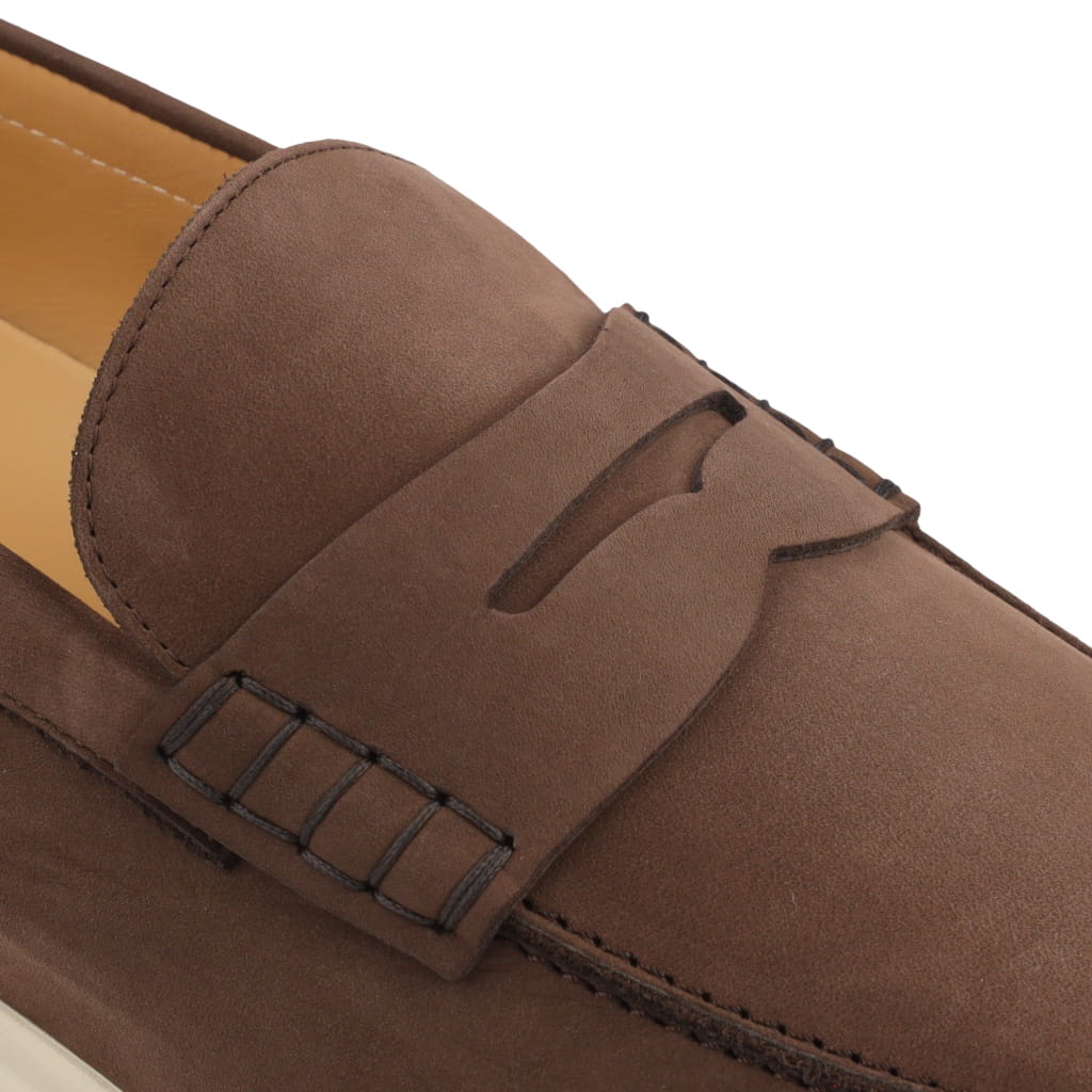 Corneliani Brown Nubuck Penny Loafers for Men - Comfortable & Stylish Slip-On Shoes for Business, Casual & Office Wear