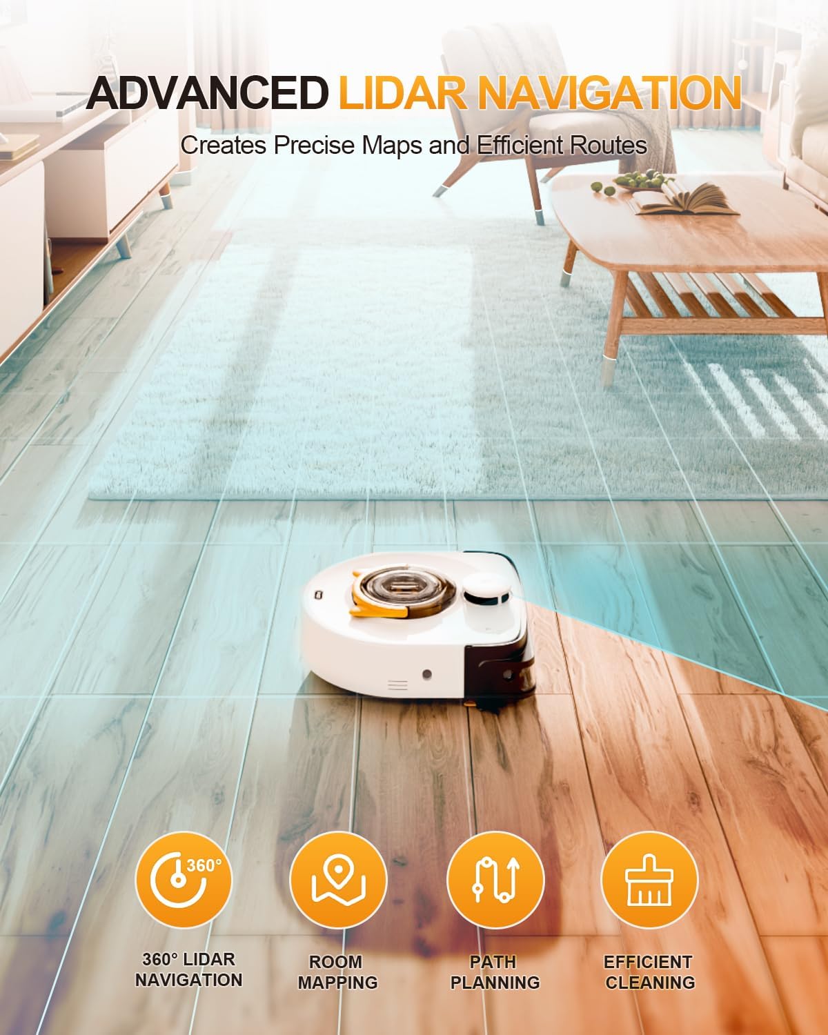 2025 Upgraded Automatic Robot Vacuum Cleaner - 22,000Pa Strong Suction, 4 Adjustable Modes, Bagless Design, Smart Mop & Carpet Cleaning - Perfect for Hardwood Floors, Pet Hair & Large Homes