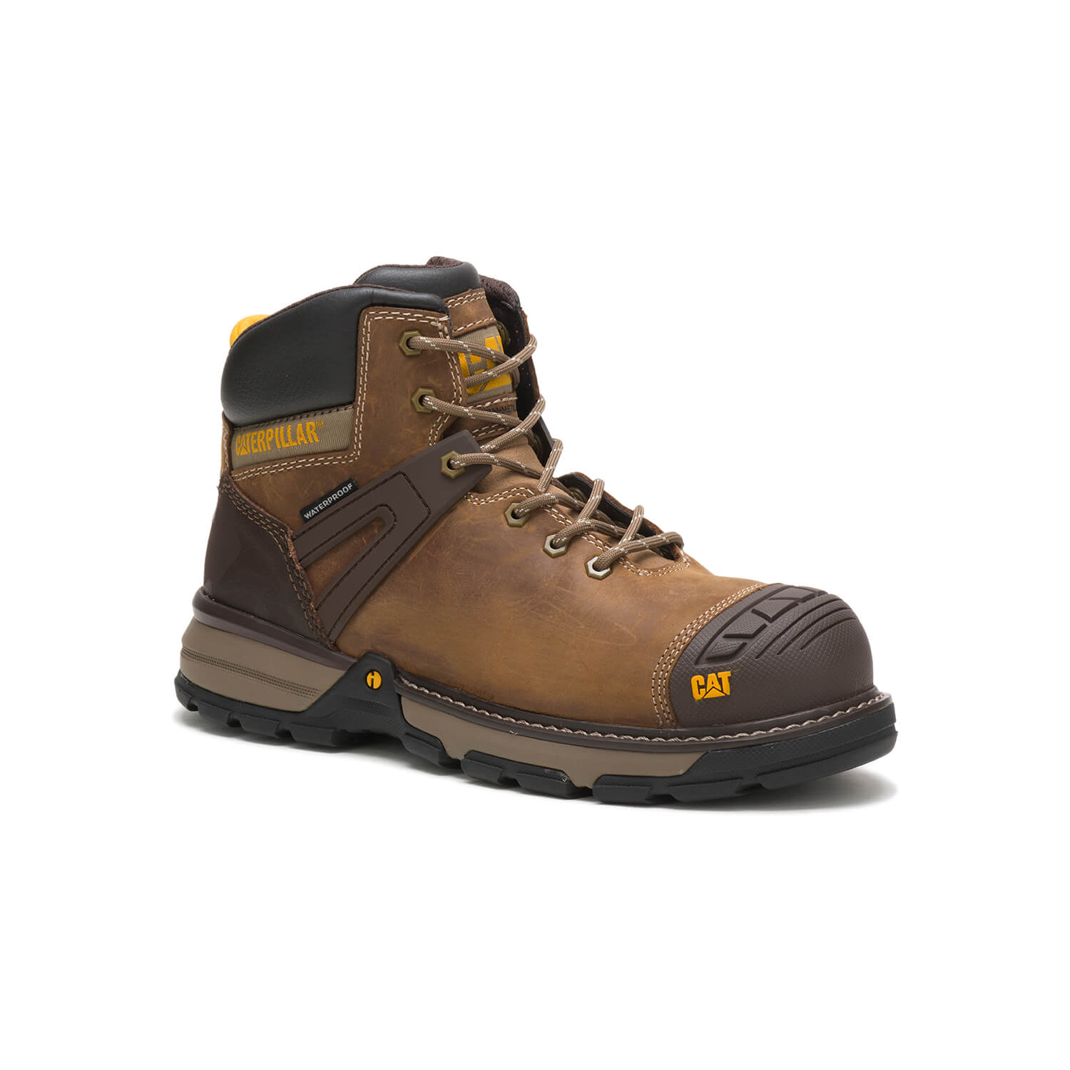 Men's Excavator Superlite Composite Toe Waterproof Work Boots - Brown Safety Shoes for Construction, Outdoor & Industrial Work