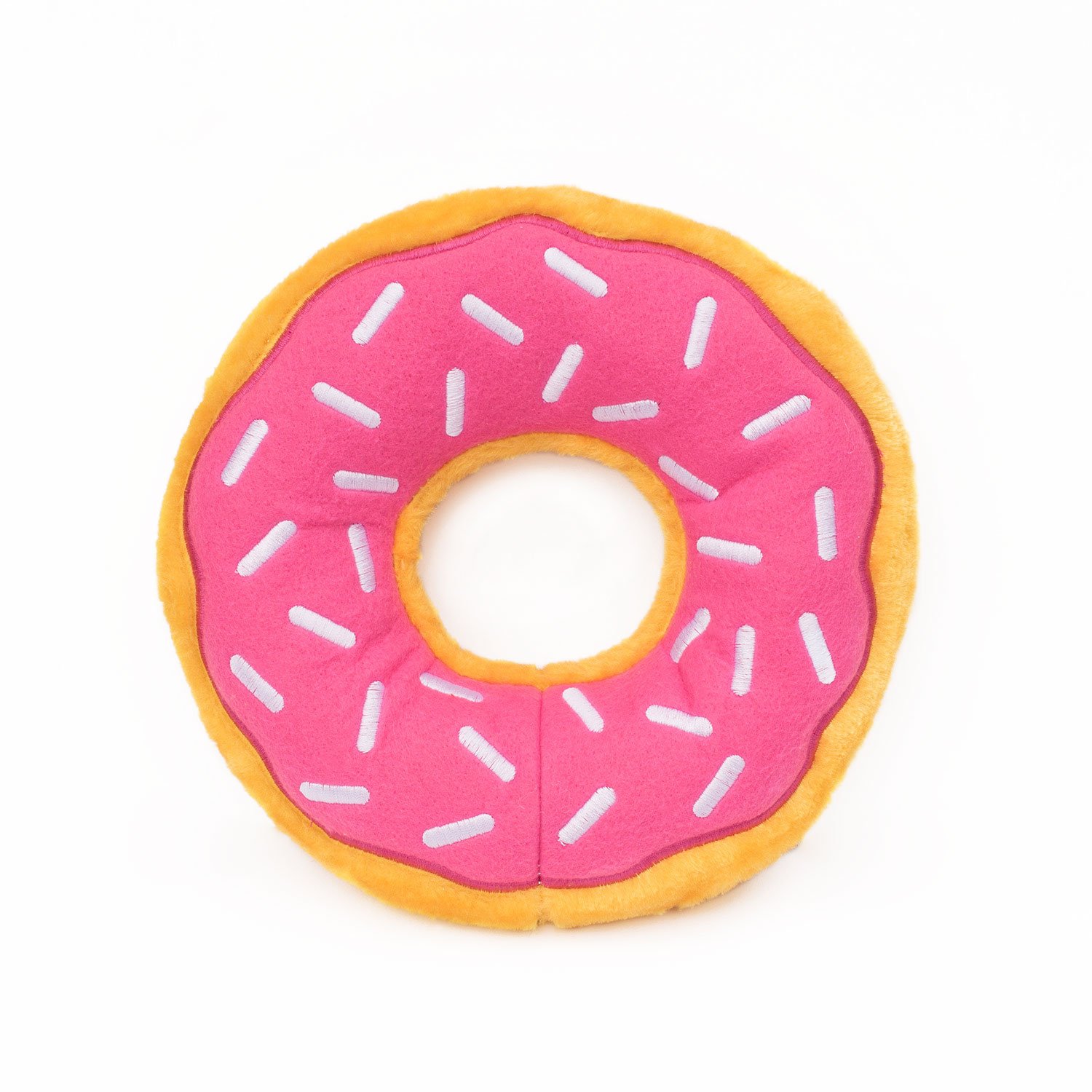 ZippyPaws Jumbo Donutz Strawberry Squeaky Dog Toy - Interactive Soft No-Stuffing Chew Toy with Embroidered Sprinkles for Large Breed Dogs & Puppies - Perfect for Playtime, Training, and Bonding with Your Pet