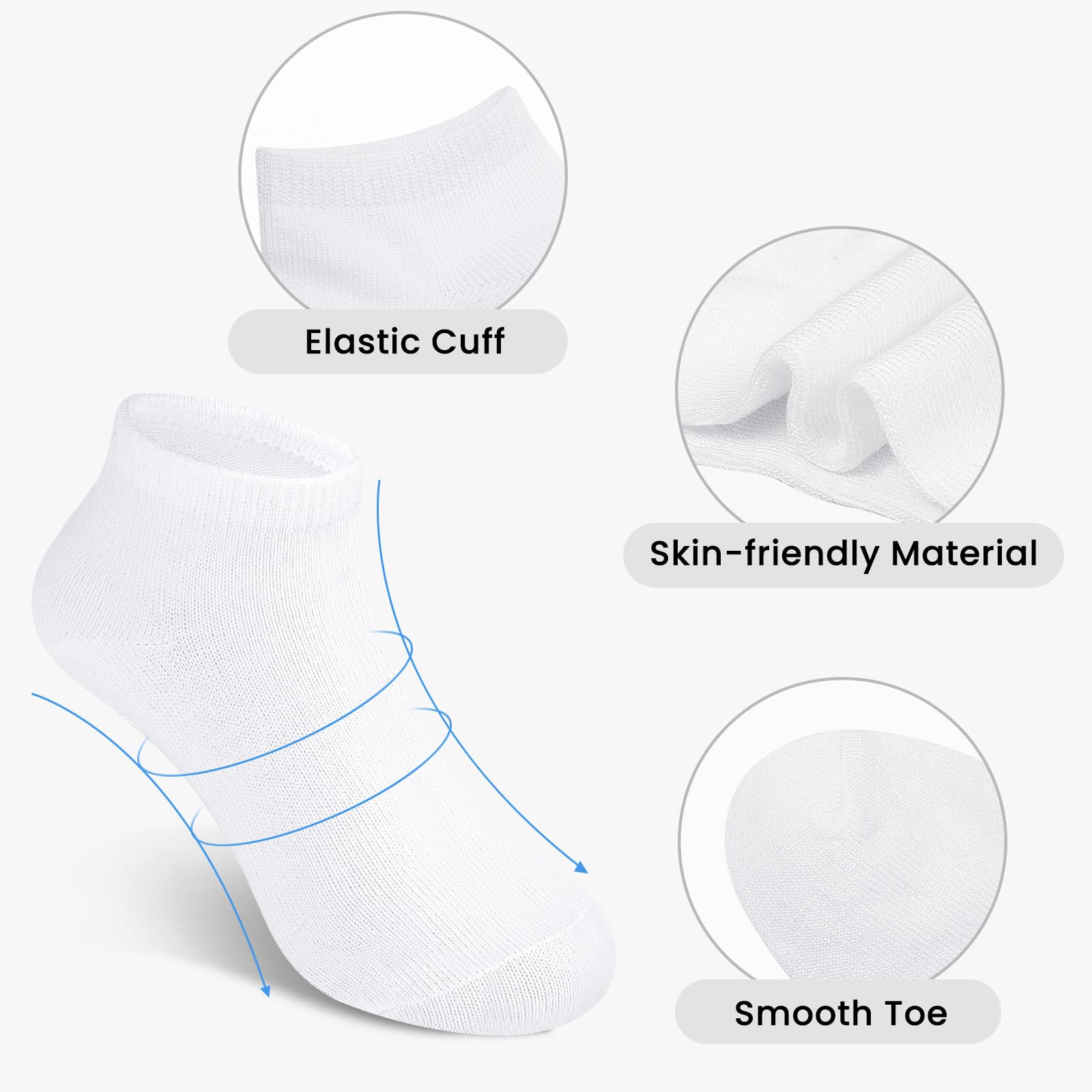Auranso 12 Pairs Kids Breathable Athletic Ankle Socks for Boys & Girls - Soft Cotton Low Cut Socks for Running, Sports & Everyday Wear
