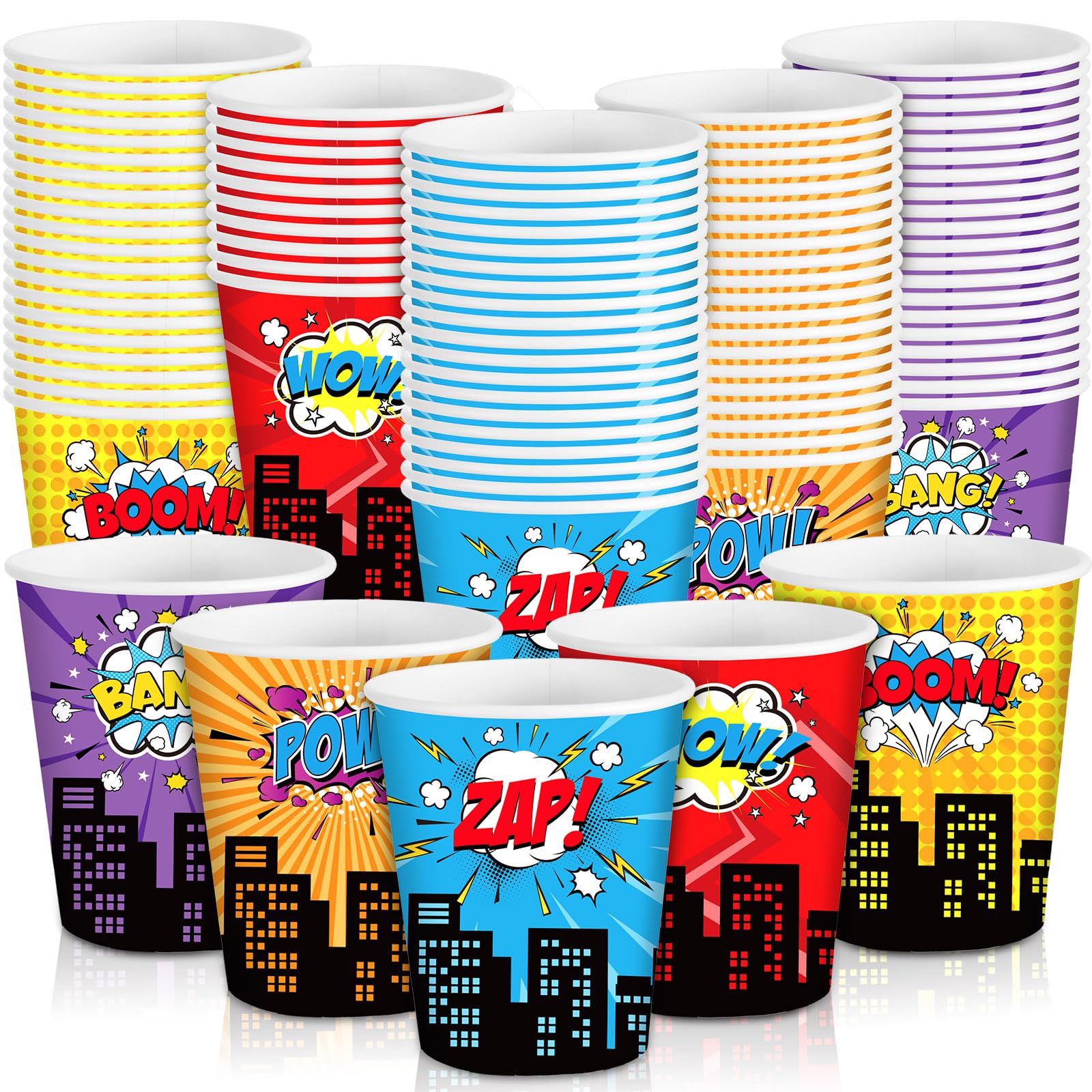 Maxcheck 100-Pack 9 oz Disposable Battle Cups - Colorful Paper Party Drinking Cups for Birthday Celebrations, Game Nights & Outdoor Events - Fun Party Supplies & Decorations