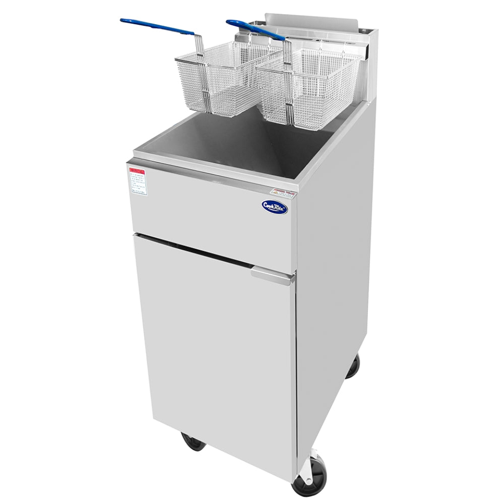 Atosa 40 lb Commercial Floor Fryer - 102,000 BTU Natural Gas Deep Fryer for Restaurants & Food Trucks - Perfect for High-Volume Frying Needs