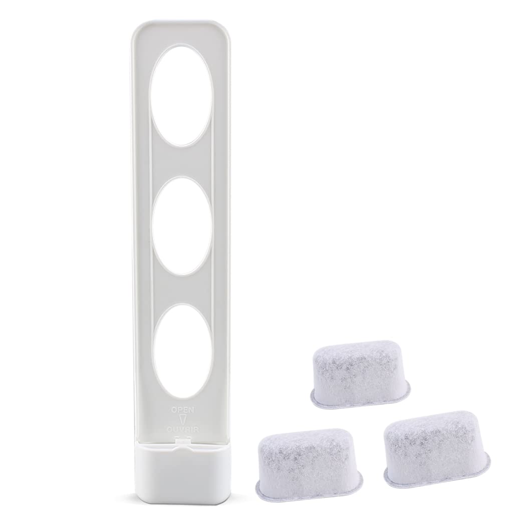 Cuisinart Coffee Maker Replacement Water Filter Holder with 3-Pack Charcoal Filters - White | Compatible with Various Cuisinart Models | Perfect for Home & Office Coffee Brewing