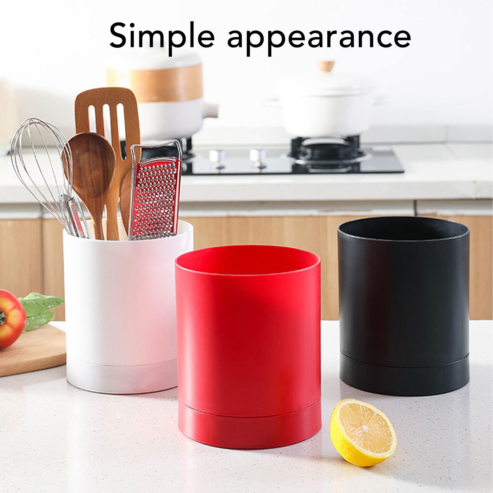 360° Rotating Kitchen Utensil Holder & Organizer - Countertop Storage Caddy for Spoons, Forks, Chopsticks - Space Saving Tableware Container for Small Kitchens (Red) - Perfect for Cooking, Dining & Kitchen Organization