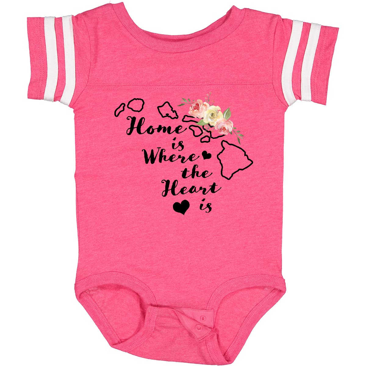 Inktastic Hawaii Home is Where The Heart is Watercolor Floral Baby Bodysuit - Soft Cotton Infant Onesie for Newborns, Photo Shoots & Family Vacations