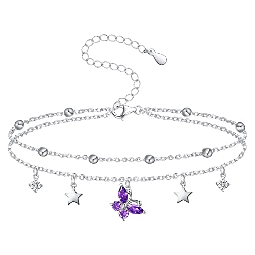 Purple Butterfly Anklet