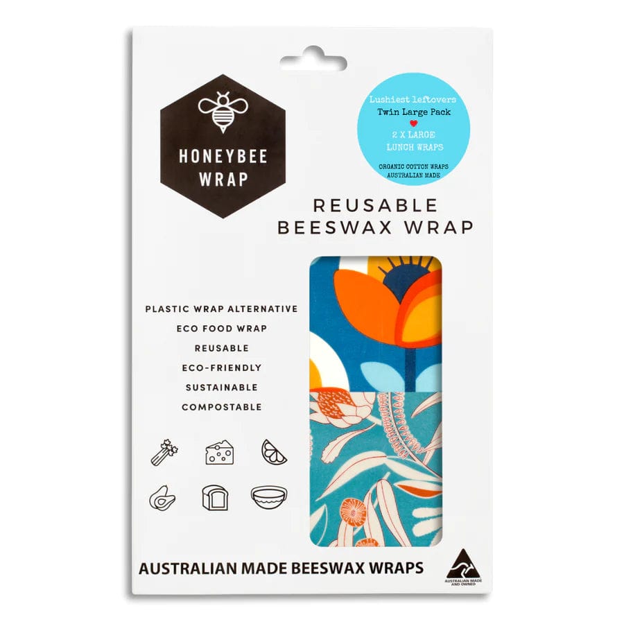 Eco-Friendly Reusable Beeswax Food Wraps - Large Twin Set for Sustainable Food Storage | Perfect for Sandwiches, Fruits & Leftovers