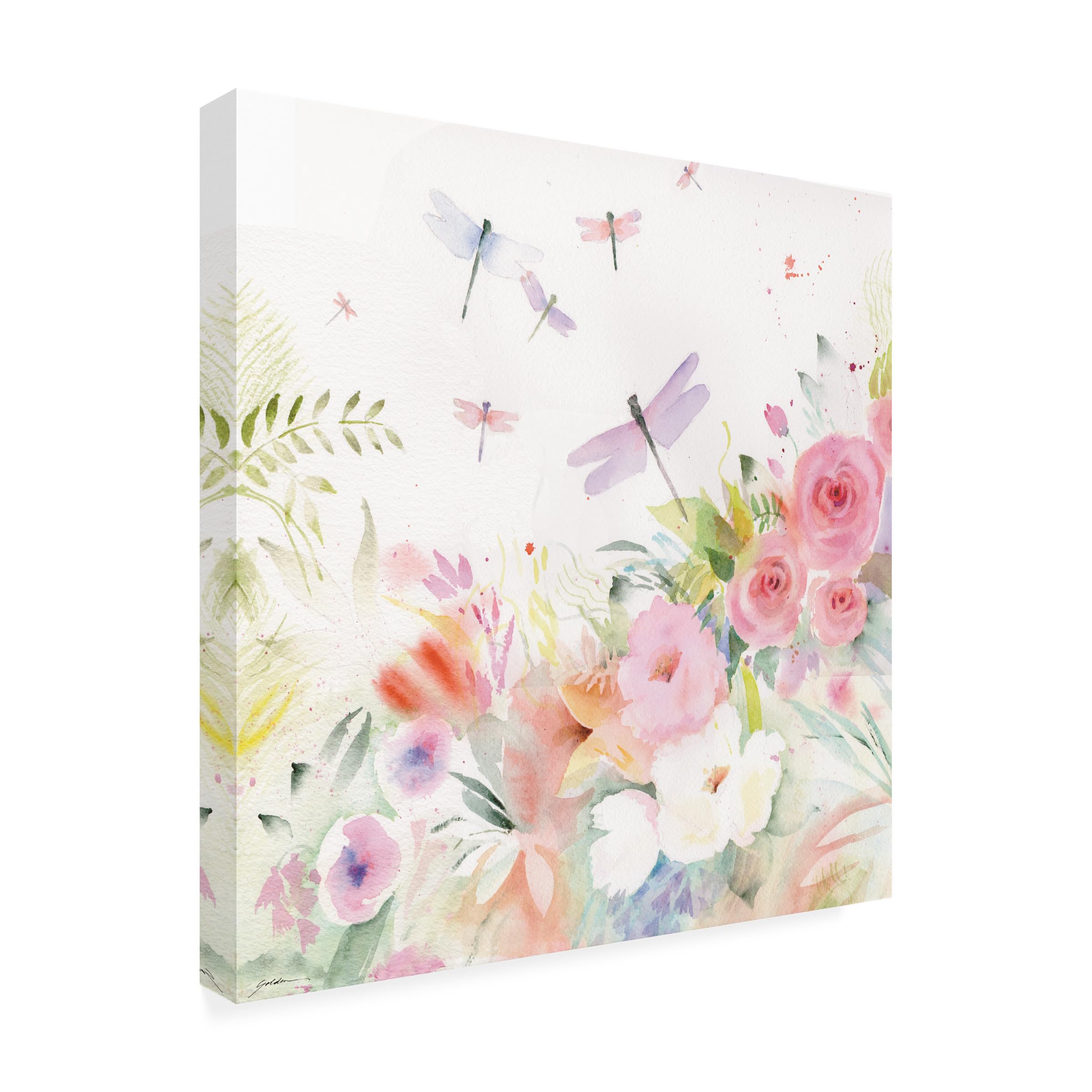 Trademark Fine Art 'Dragonfly Garden Serenade' Canvas Wall Art by Sheila Golden - Nature Inspired Home Decor for Living Room, Bedroom & Office