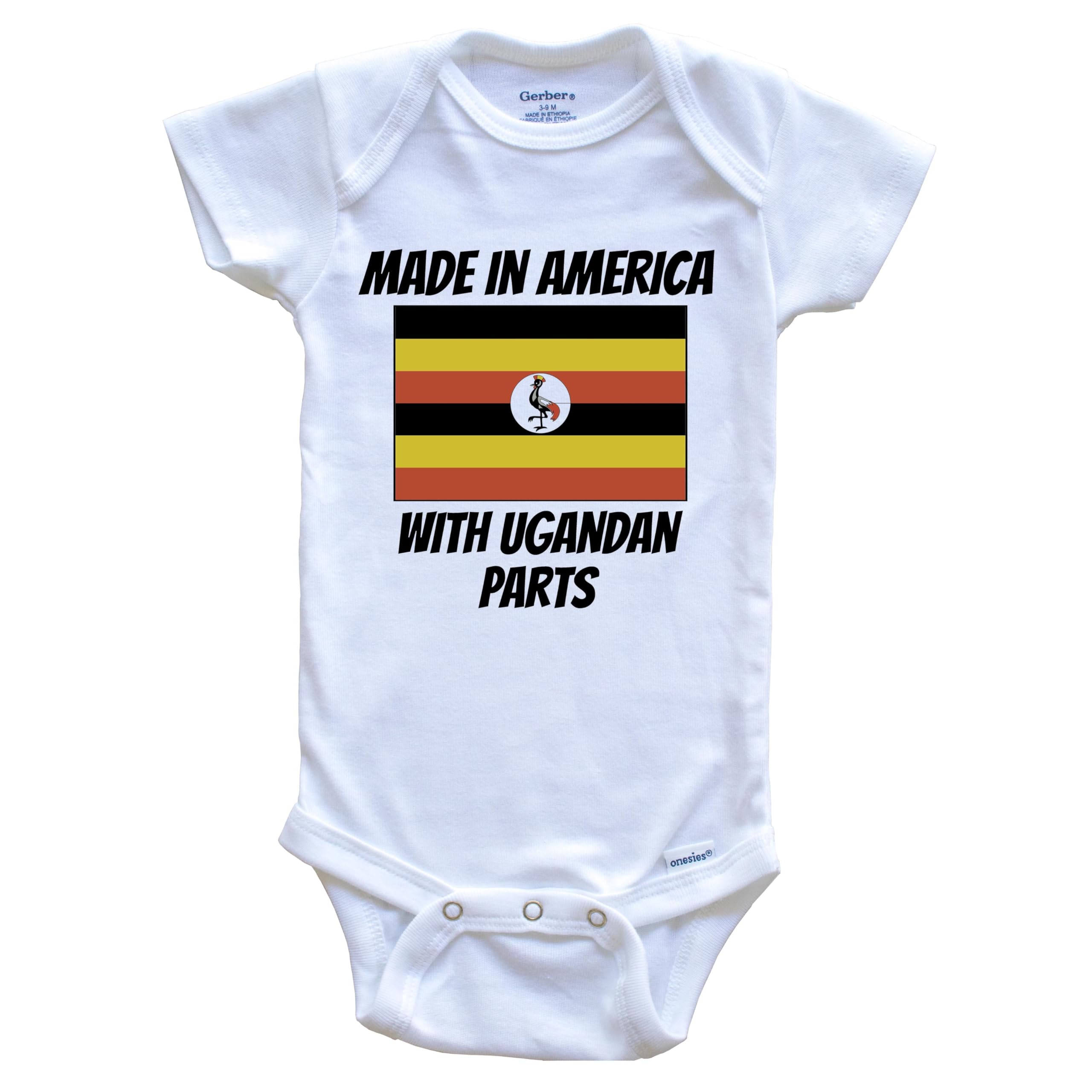 Funny Uganda Flag One-Piece Baby Bodysuit - Made in USA with Ugandan Fabric | Perfect for Cultural Events, Holidays & Photo Shoots