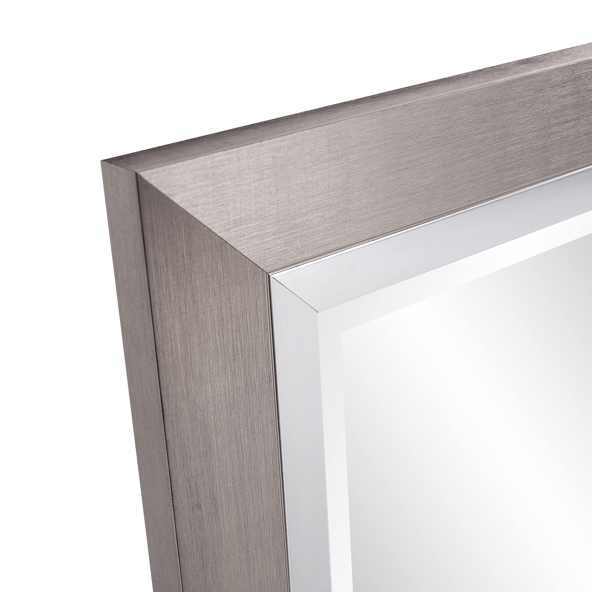Howard Elliott Chicago Tall Wall Mirror - 18x54 Inch Brushed Silver Nickel Resin Frame, Rectangular Hanging Mirror for Living Room, Entryway, Bedroom & Bathroom - Perfect for Home Decor, Vanity & Entryway Lighting