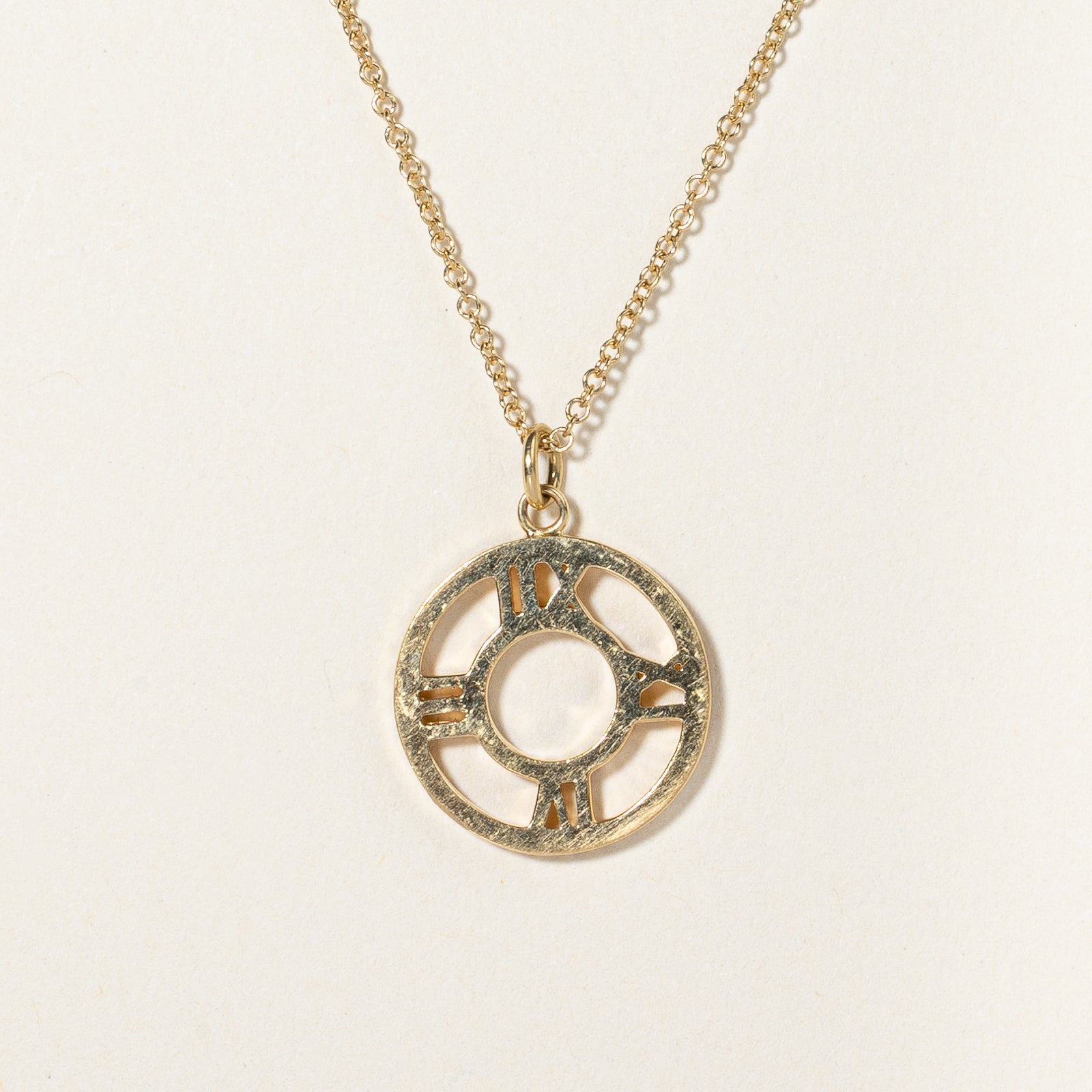 Tiffany & Co Diamond Atlas Pendant Necklace in 18k Gold | 0.30 Carat Total Weight | 16 Inch Chain | Elegant Jewelry Gift for Women, Anniversary & Special Occasions
