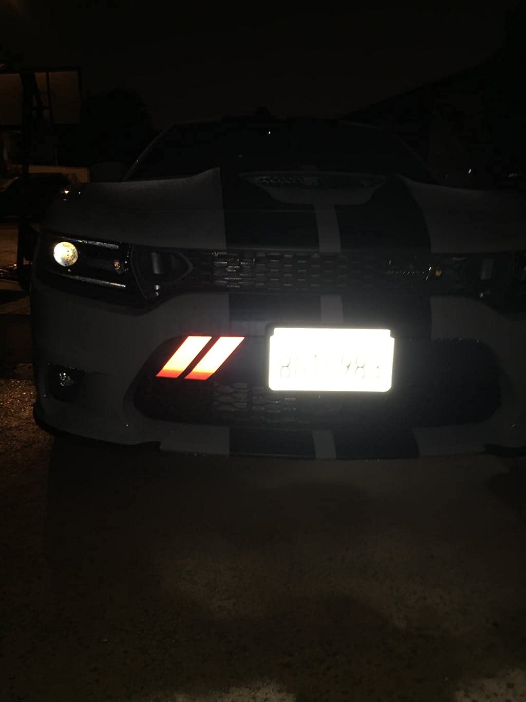 Luxe Auto Concepts Reflective Black Front Bumper Hash Stripes for Charger - High Visibility Car Styling Accessories for Night Driving & Custom Look