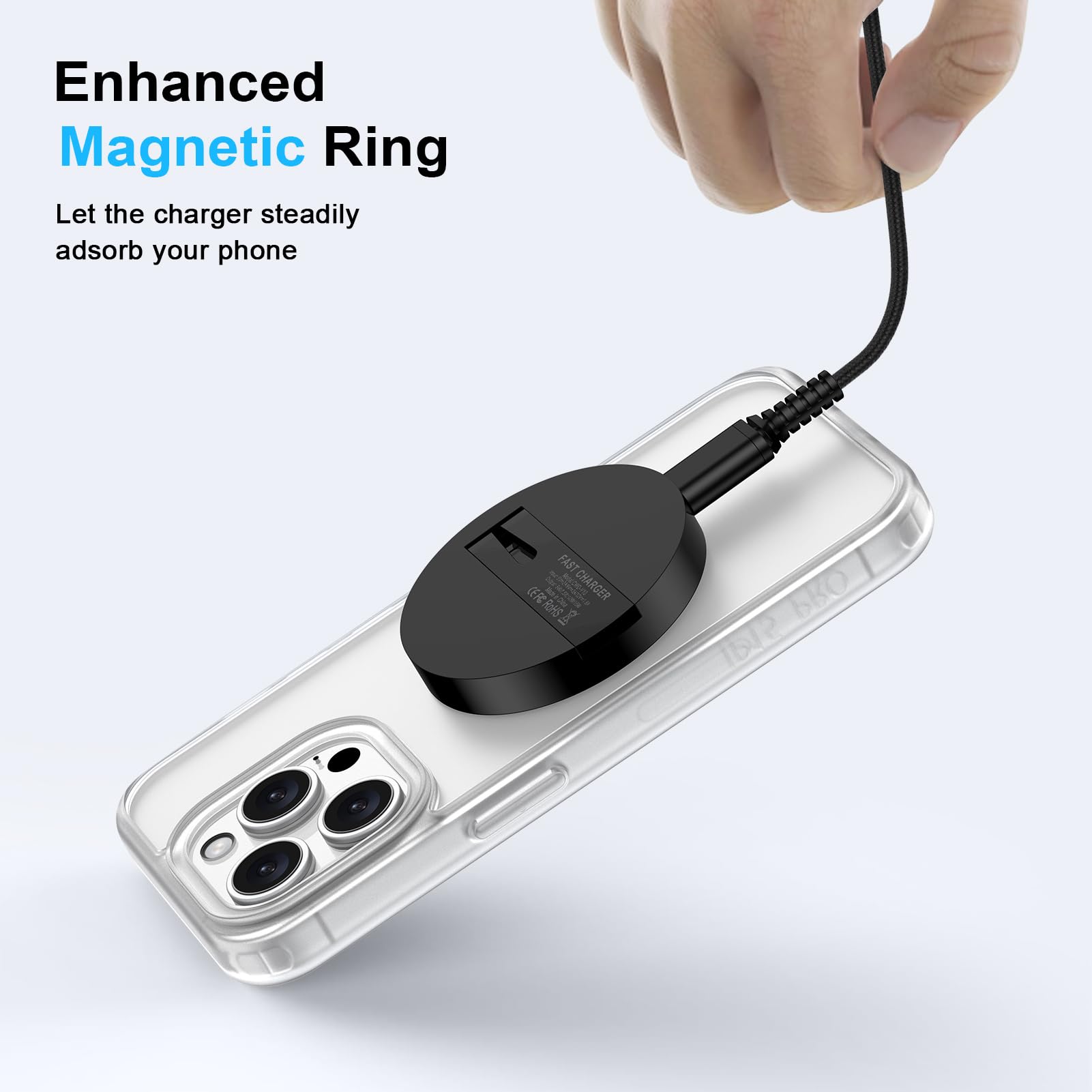 Samsung Fast Wireless Charger Pad - 15W Qi-Certified Charging Stand for Samsung Galaxy S25/S24 Ultra/S23/S22/S21/S20 & iPhone 16/15/14 Pro Max (Magnetic Magsafe Compatible) - Perfect for Bedside, Office & Car Use