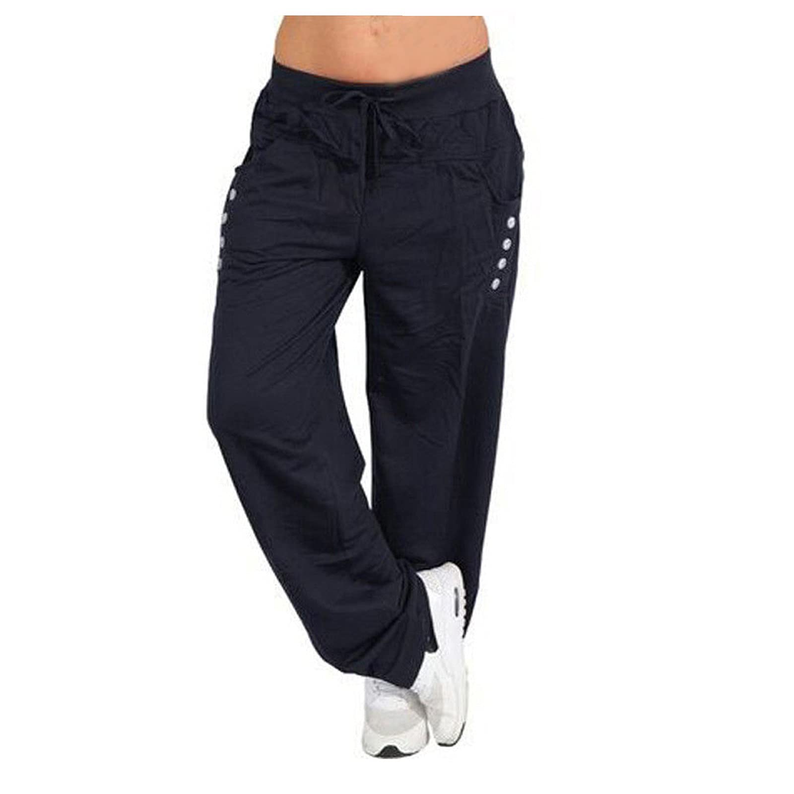 Women's Casual Sweatpants - Soft Wide Leg Loose Fit Drawstring Joggers with Pockets for Running, Yoga & Lounge Wear - Comfortable Athletic Leisure Pants