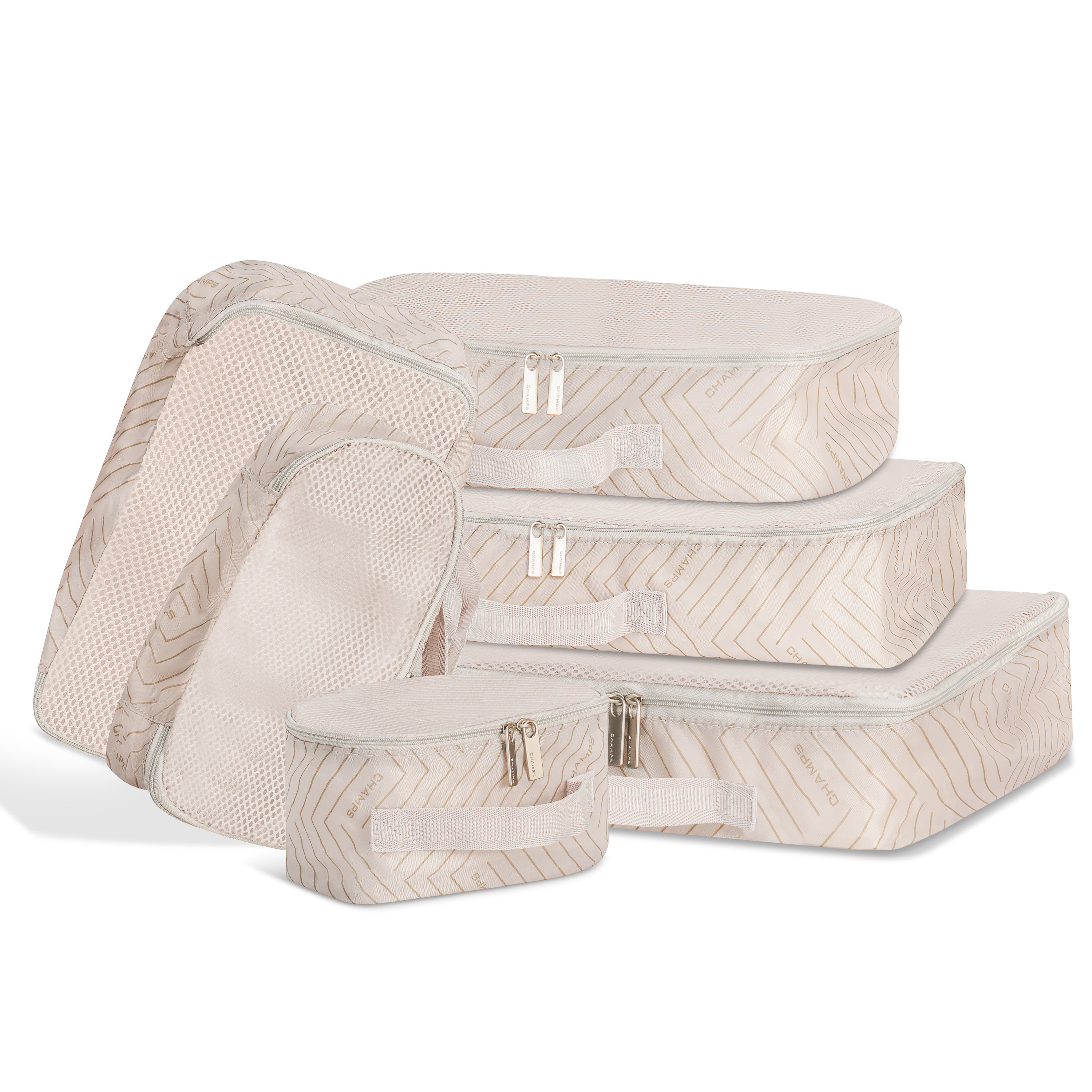 Vintage Style Travel Packing Cubes 6-Piece Set - Lightweight Luggage Organizers for Suitcases - Perfect for Business Trips, Vacations & Backpacking