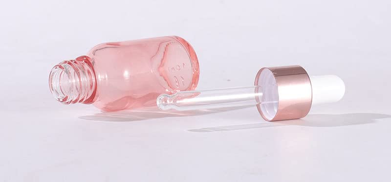 SNOW DIAMOND 10ml Empty Glass Dropper Bottles (4-Pack) - Rose Pink Tint with Gold Caps for Essential Oils, Perfume, Tinctures & DIY Beauty - Perfect for Aromatherapy, Travel & Gift Packaging