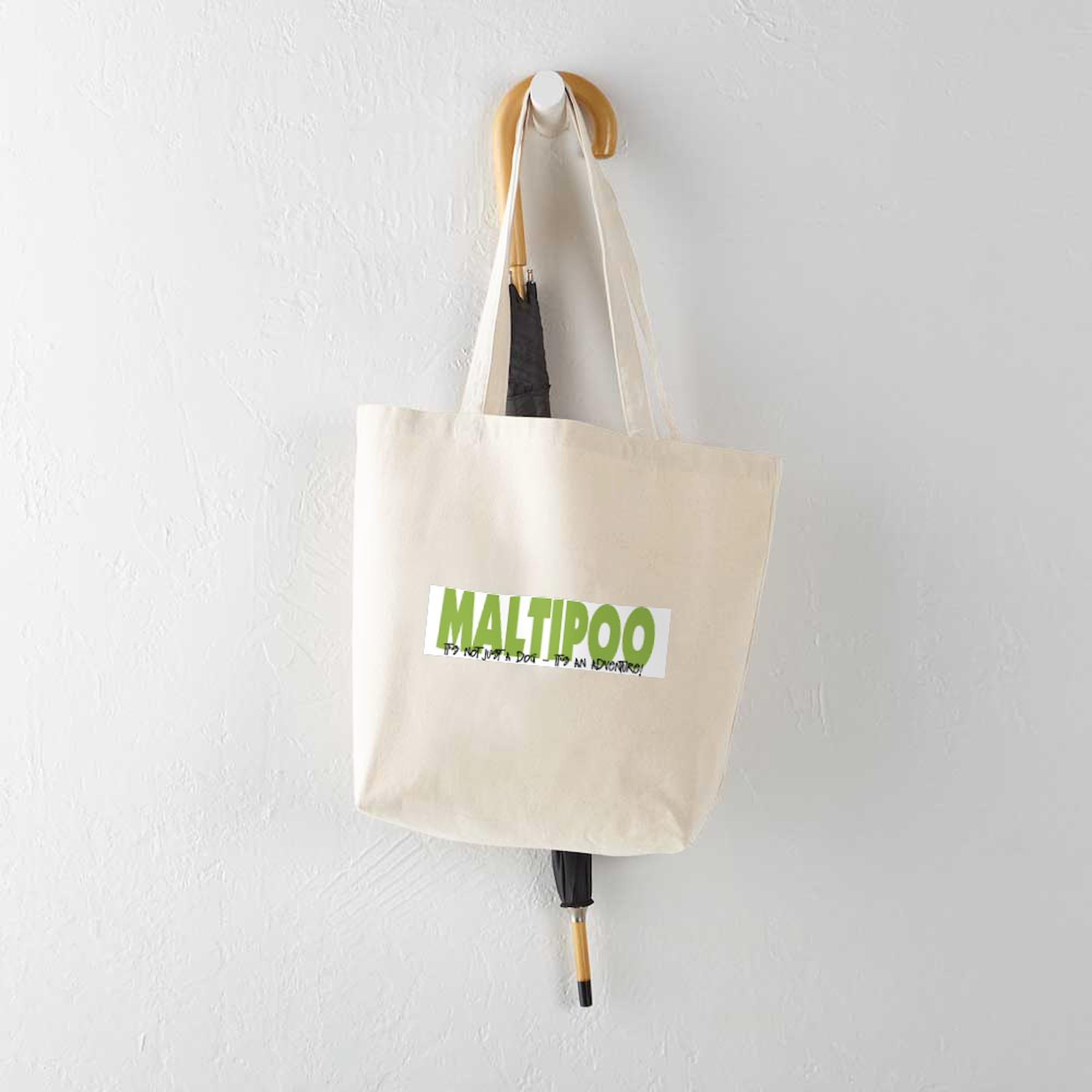 Premium Maltipoo Adventure Tote Bag - Natural Canvas Reusable Shopping Bag for Groceries, Beach & Daily Use