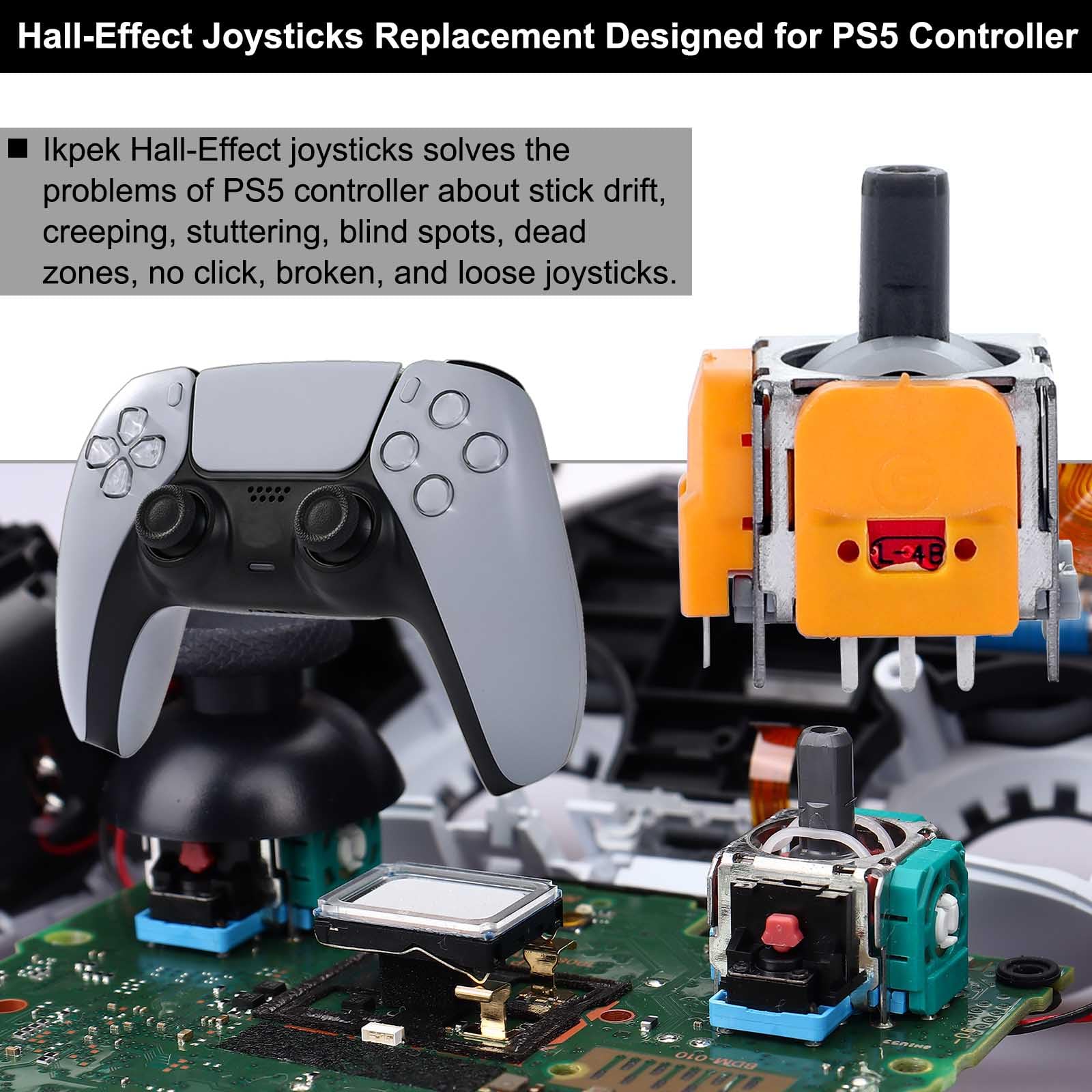4 Pack Hall-Effect Joysticks Replacement for PS5 DualSense Controller - 3D Analog Sensor Thumbsticks with Precise Magnetic Sensing | Compatible with PlayStation 5 Controller | Perfect for Gaming, FPS, Racing & VR Games