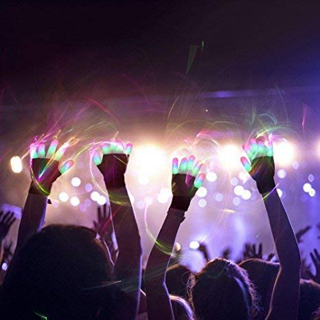 LED Finger Light Up Gloves for Rave & Parties - Cool Skeleton Hand Gloves for Kids & Adults - Perfect for Halloween, Concerts, Night Events & Dance Performances