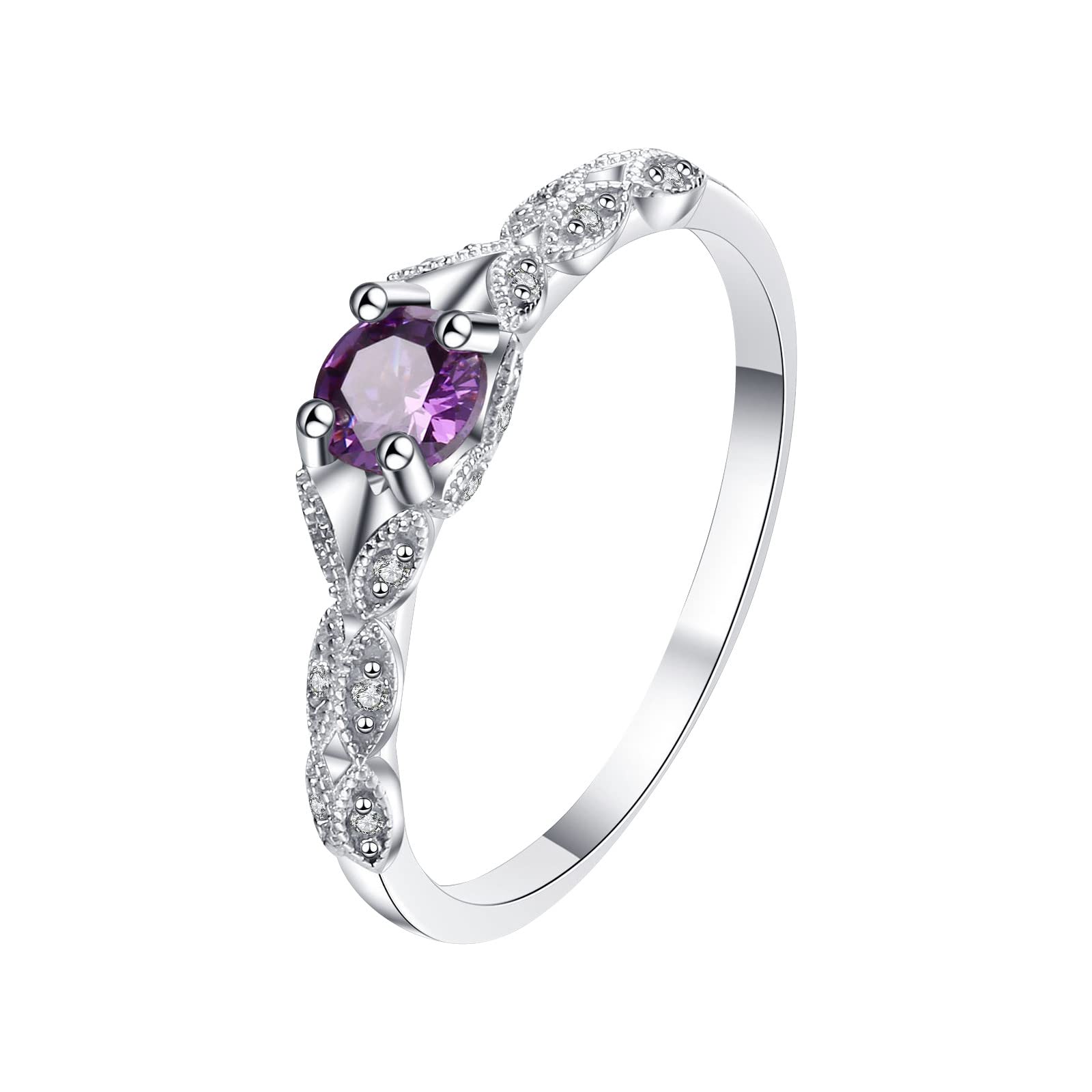 Amethyst Zircon Silver Ring for Women - Elegant Bridal Engagement Party Jewelry, Birthday Proposal Gift, Matching Gold & Silver Ring Set for Couples | Perfect for Weddings, Anniversaries, and Special Occasions