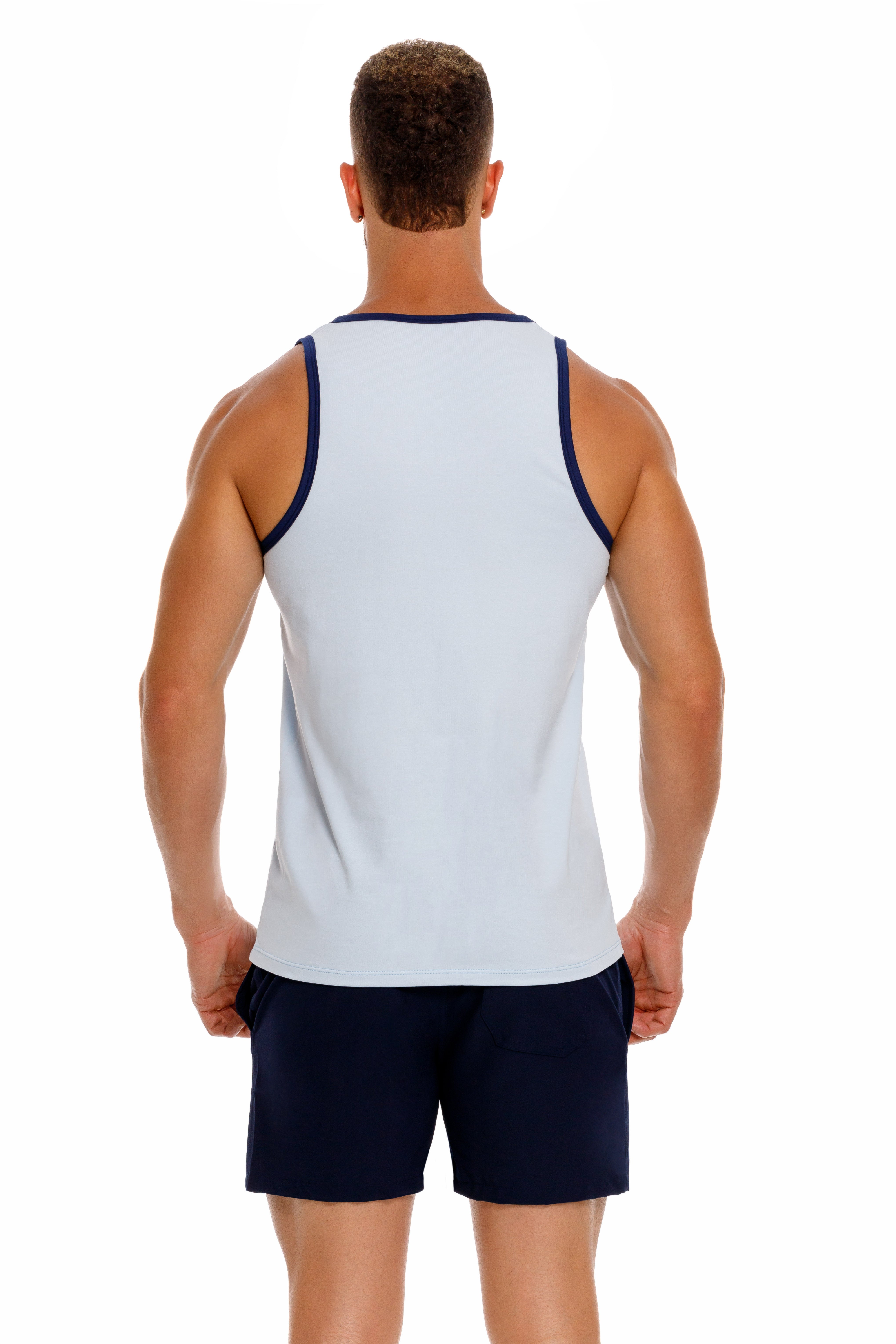 JOR Brixton Slim Fit Cotton Tank Top for Men - Lightweight & Breathable Blue Casual Shirt - Perfect for Summer, Gym, and Everyday Wear