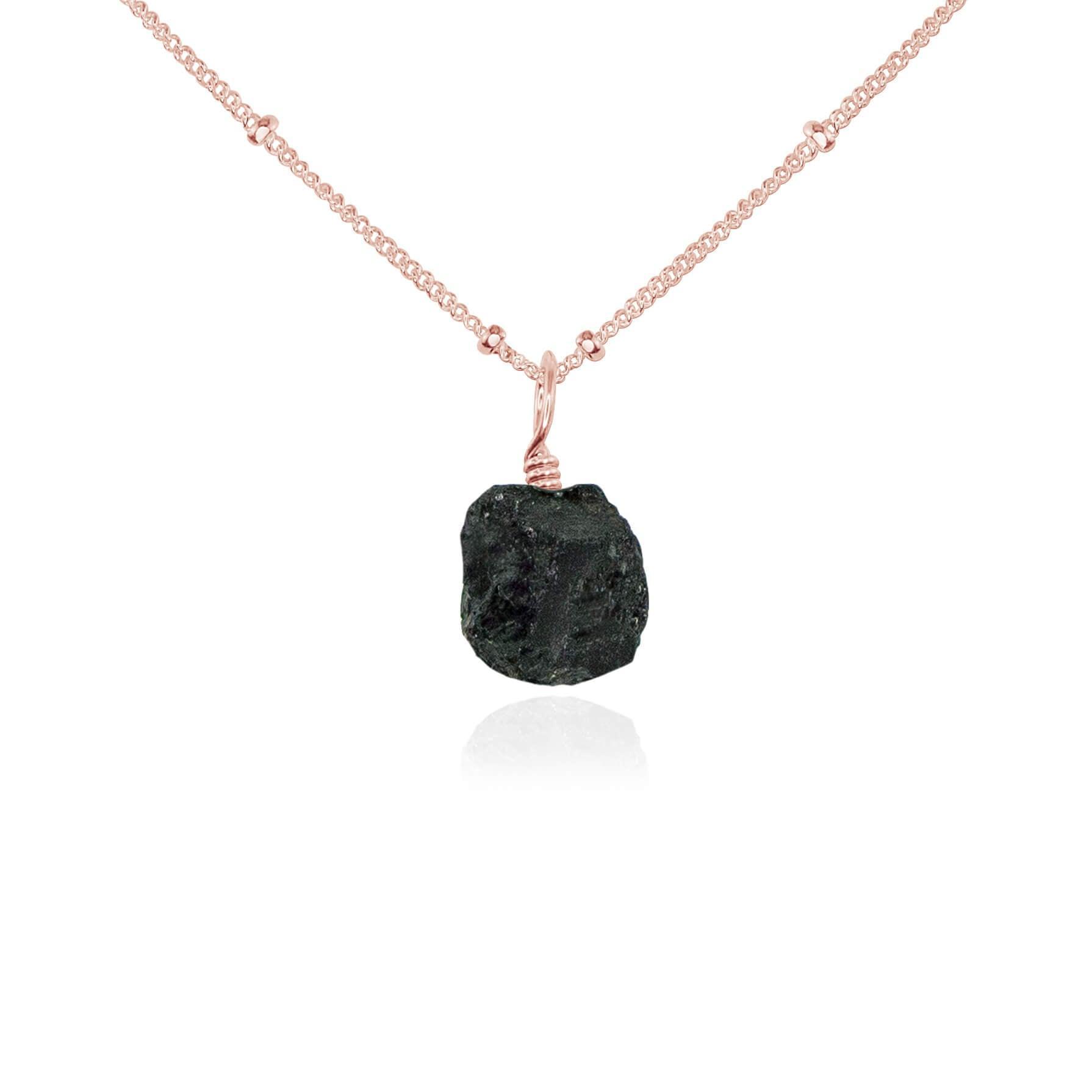 Natural Tiny Raw Black Tourmaline Pendant Necklace for Women - Healing Crystal Jewelry for Protection & Energy Cleansing | Perfect for Meditation, Yoga & Spiritual Gifts