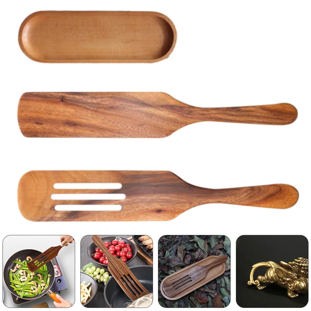 Wooden Salad Mixing Spatula Set - Heat Resistant Cooking Utensil with Long Handle for Kitchen, Baking & Serving - Perfect for Tossing Salads, Flipping Pancakes & Stirring Sauces