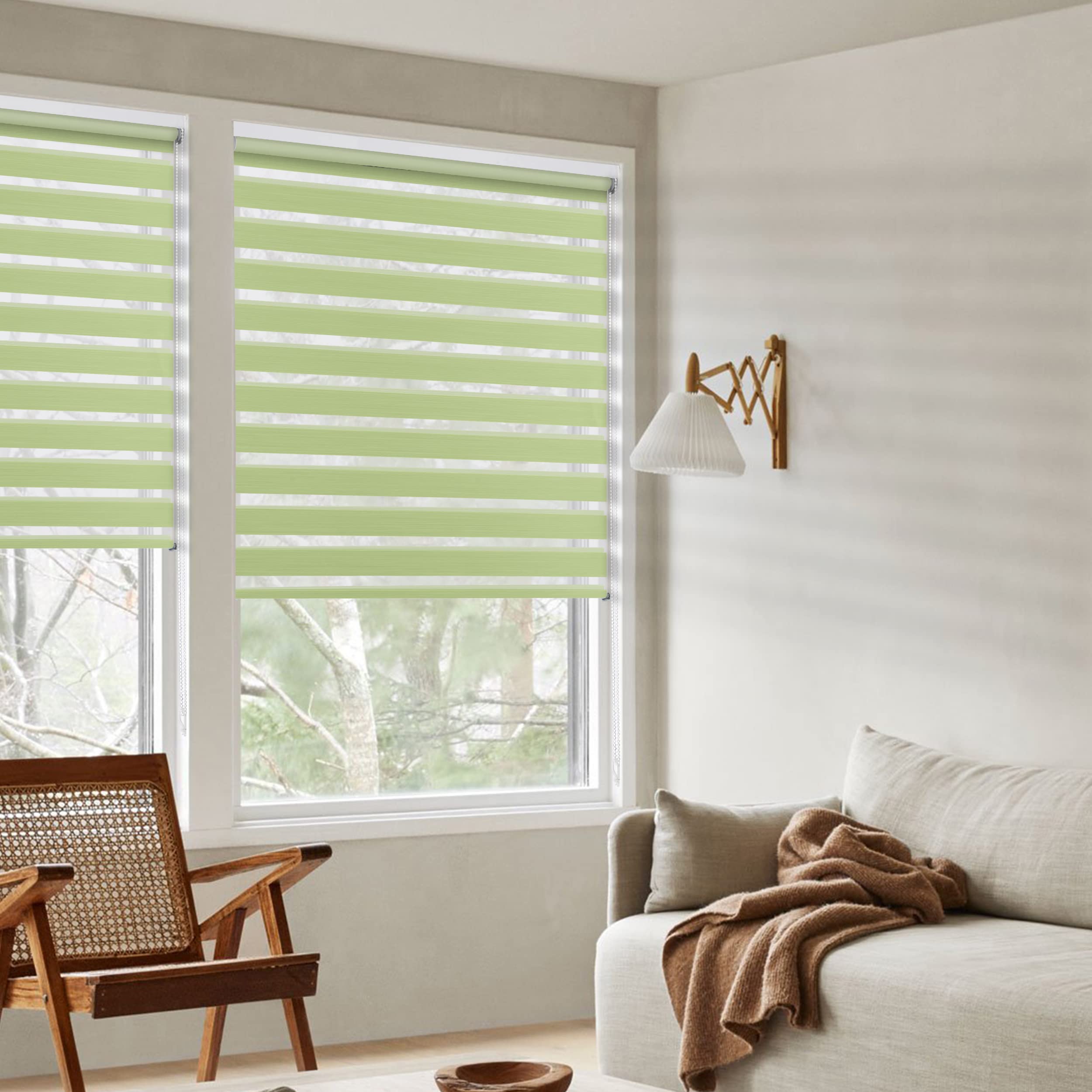 BERISSA Dual Layer Zebra Roller Blinds - Custom Size Window Shades for Light Control & Privacy | Sheer & Blackout Options | Day & Night Use | Fits Windows ≥2
