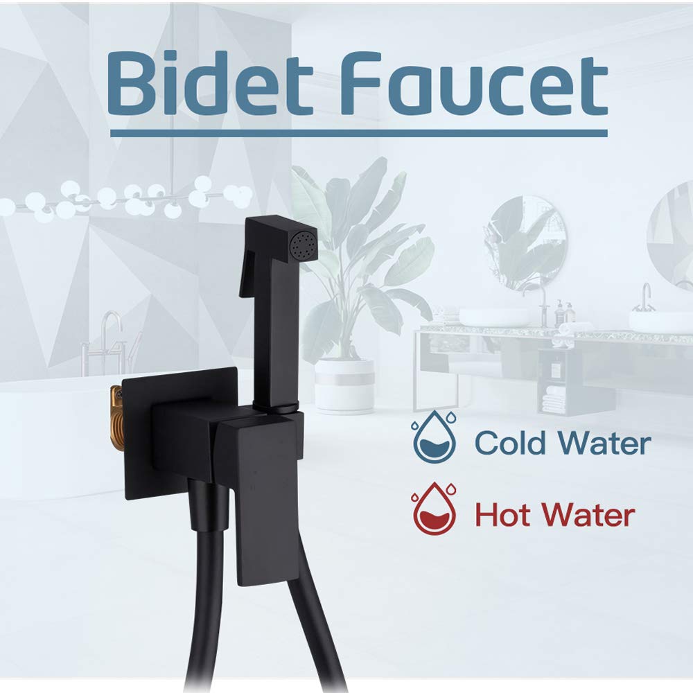 Black Handheld Bidet Sprayer with Hot & Cold Water - Wall Mounted Toilet Sprayer for Personal Hygiene, Cloth Diaper Washer & Shower Spray (Color: Black) - Perfect for Bathroom Cleaning, Baby Care & Postpartum Hygiene
