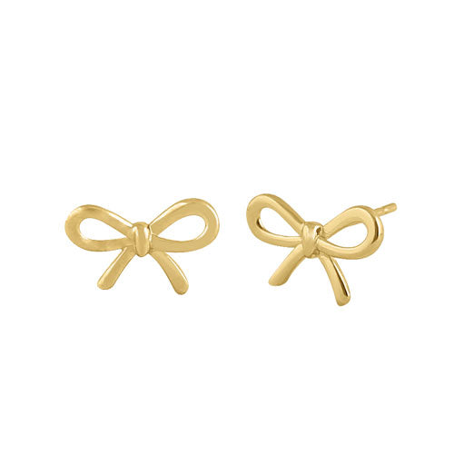 14K Solid Yellow Gold Bow Earrings for Women - Elegant Dainty Jewelry Gift for Her - Perfect for Parties, Weddings & Everyday Wear
