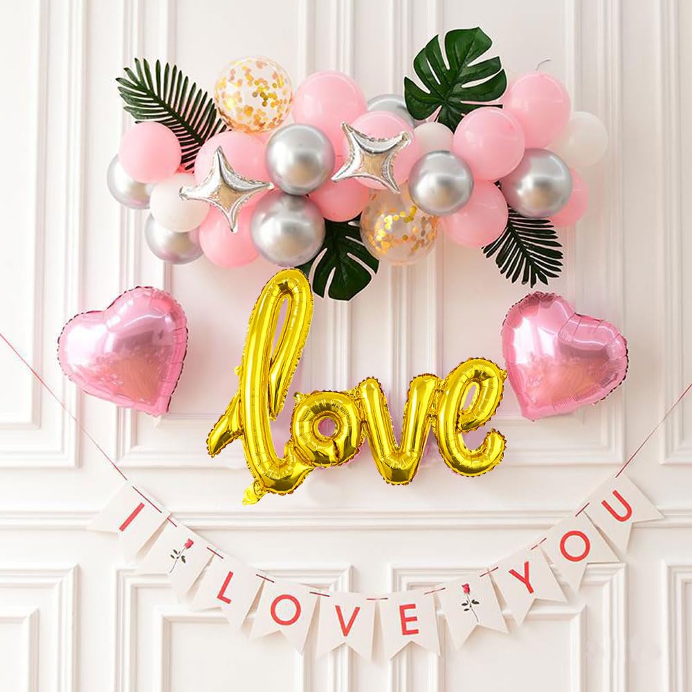 2pcs 41-inch Gold Love Foil Mylar Letter Balloons - Romantic Wedding, Anniversary, Bridal Shower & Birthday Party Decorations - Perfect for Indoor/Outdoor Celebrations, Photo Backdrops & Special Events
