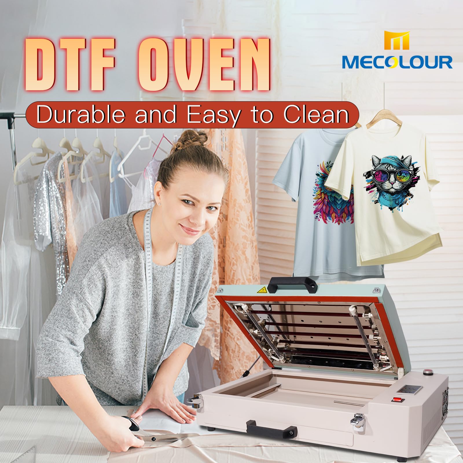 MECOLOUR Upgraded DTF Oven Heater A3/A4/A5 - Digital Time & Temperature Control with Ventilation System - Professional Curing Heater for 16.93