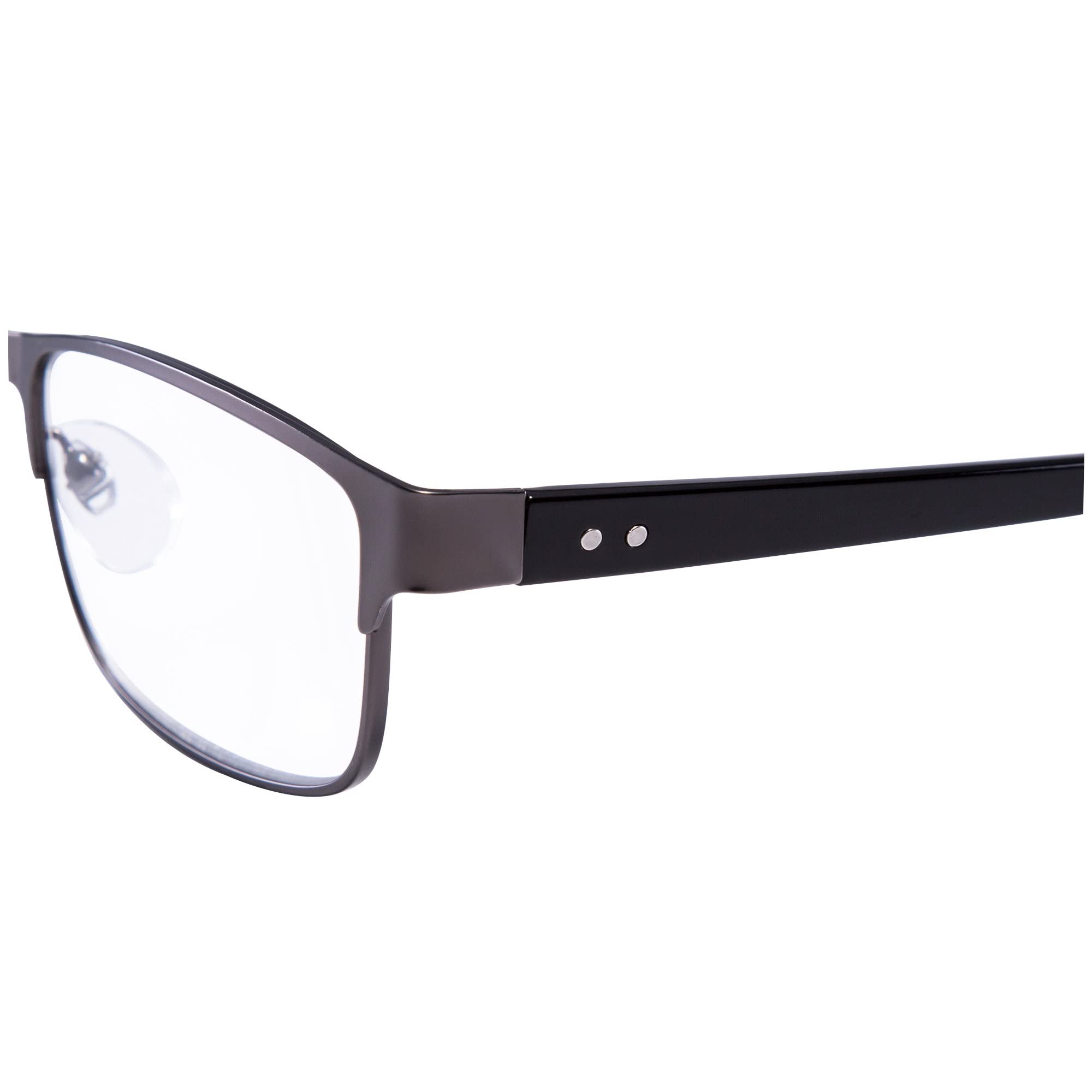 Premium EYEGUARD Readers - Metal Deluxe Rectangular Reading Glasses for Men (+4.00 Strength) | Stylish & Durable for Office, Reading & Computer Use