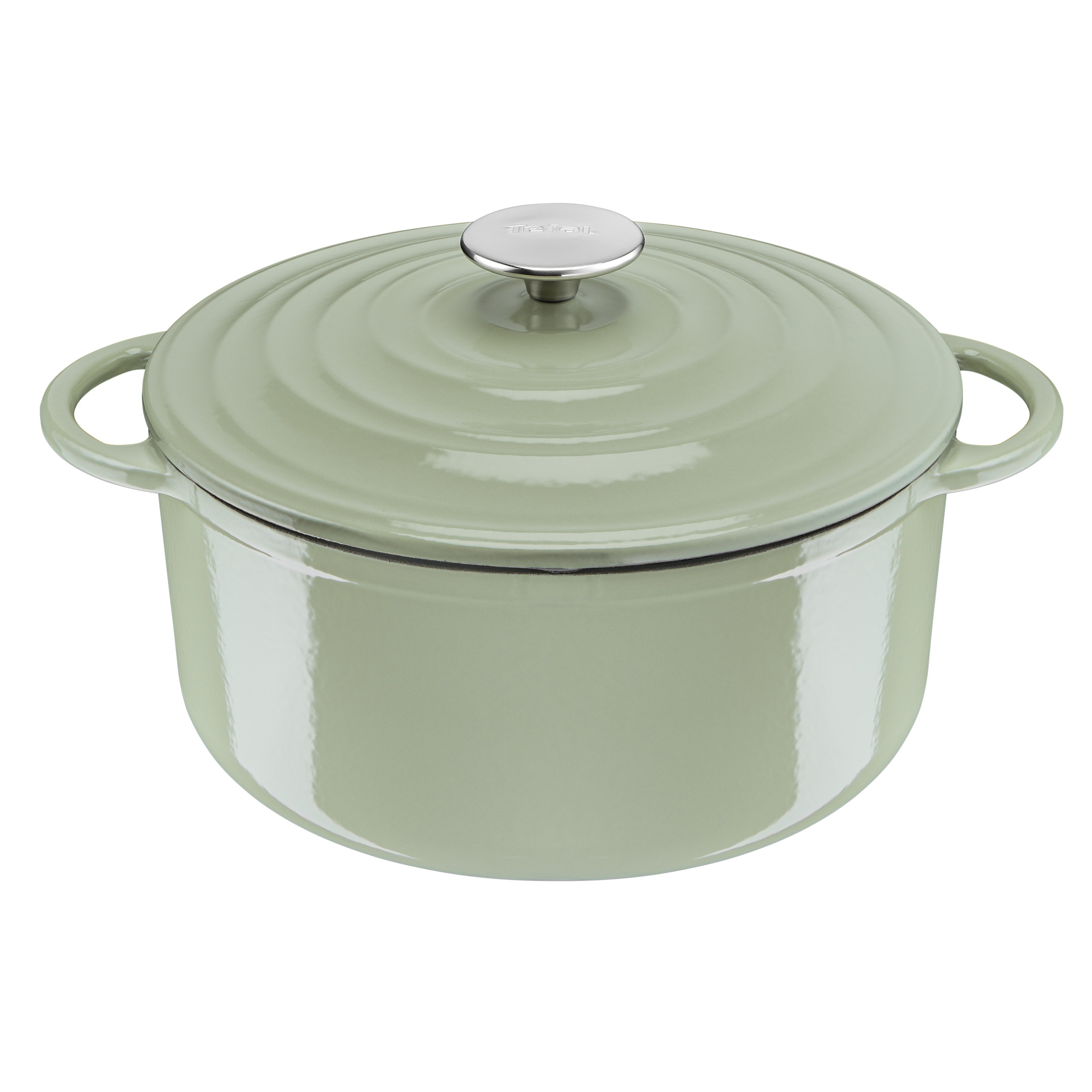 Tefal LOV Induction Cast Iron Stewpot with Lid - 29cm/7.4L Green Lichen Dutch Oven for Slow Cooking, Braising & Serving - Perfect for Soups, Stews & Family Meals