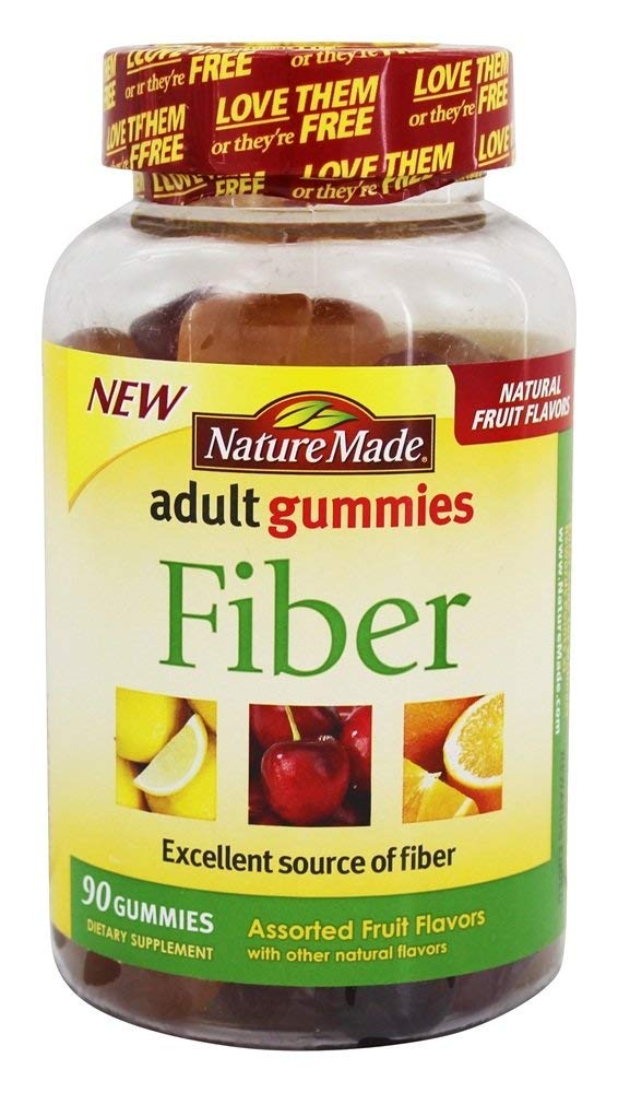 Nature Made Adult Gummies Fiber Assorted Fruit - 90 Gummies for Digestive Health & Daily Wellness | Delicious Vitamin Supplement for Men & Women