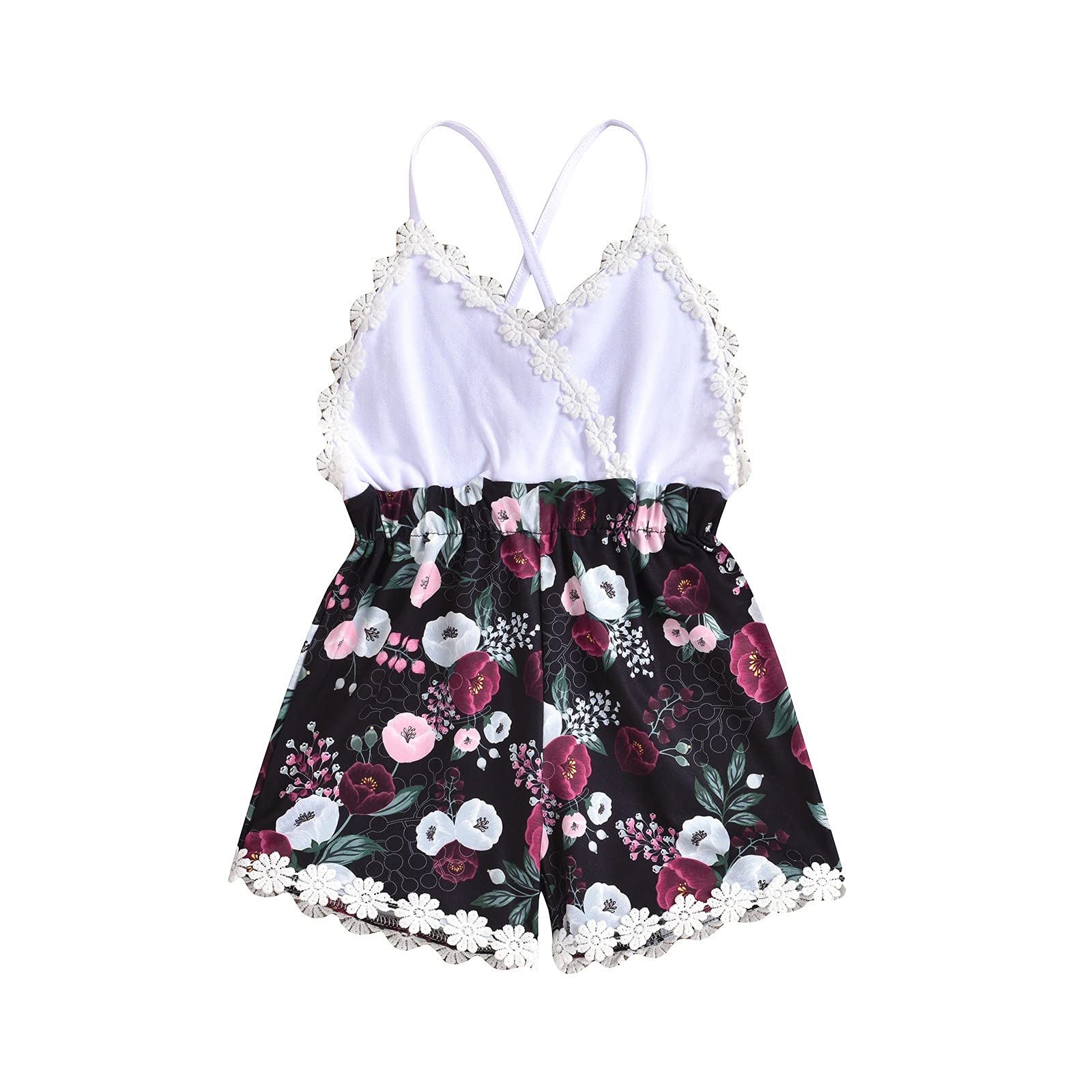 Digood Summer Baby Girls Sleeveless Floral Print Romper Jumpsuit - Cute Toddler Outfit for Beach, Playdate & Outdoor Activities | Breathable Kids Clothes for Hot Weather