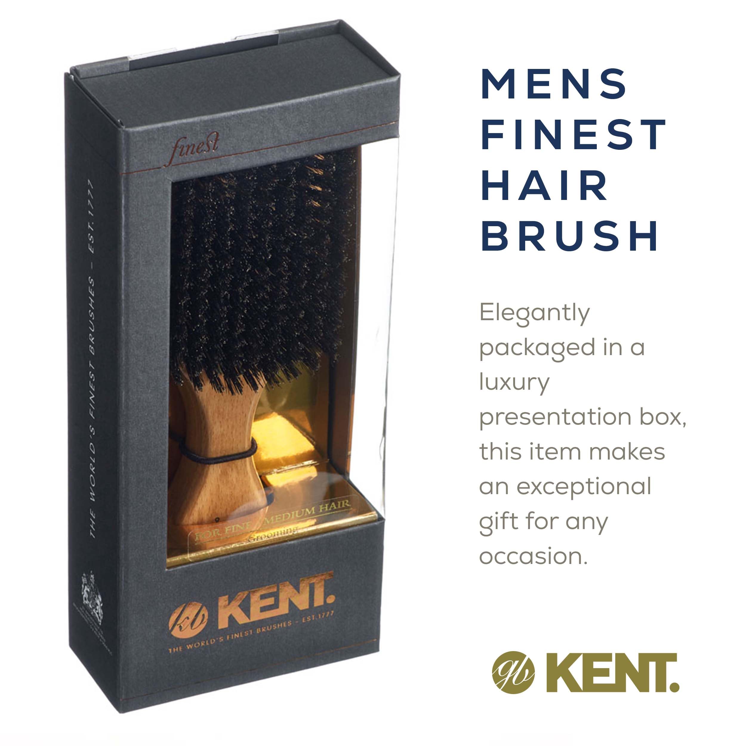 Kent OG2 Boar Bristle Hair & Beard Brush for Men - Grooming & Styling Essential