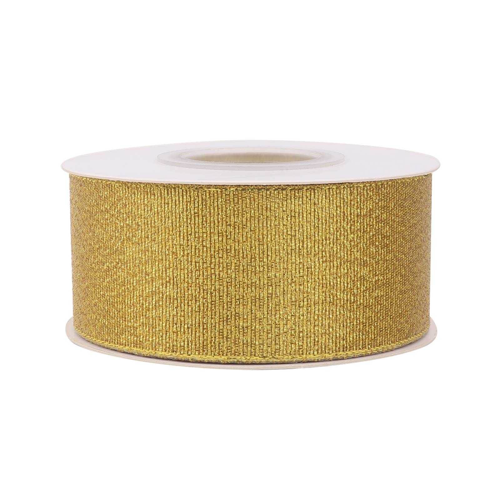 1-1/2 Inch Glitter Gold Ribbon - 25 Yards Shimmery Gift Wrapping Ribbon for Easter, Christmas, Weddings, Parties | DIY Balloon Decor, Floral Arrangements, Sewing Crafts & Holiday Home Decoration