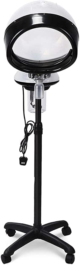 LABROS Professional Spa Ozone Facial Steamer with Wheels - Adjustable Standing Face Steamer for Home & Salon Use - White/Black - Perfect for Skin Hydration & Deep Cleansing Treatments