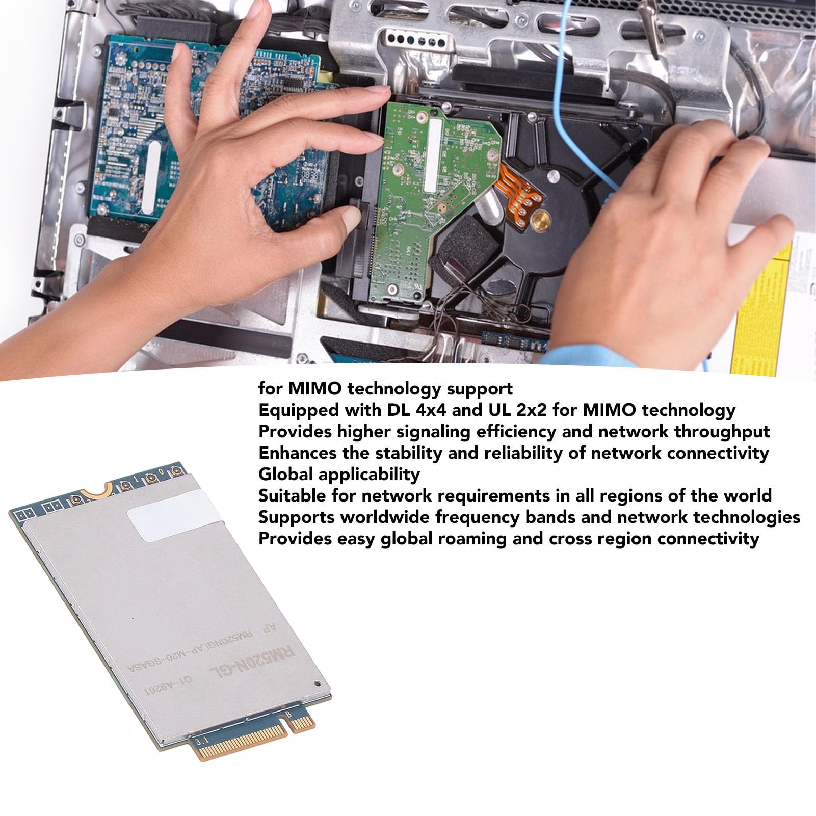 RM520N 5G NR Network Adapter Card with Multiband Support | High-Speed Data Transfer | 4x4 DL & 2x2 UL MIMO Technology | Compatible with Laptops, Desktops & Tablets | Perfect for Remote Work, Online Gaming & 4K Video Streaming
