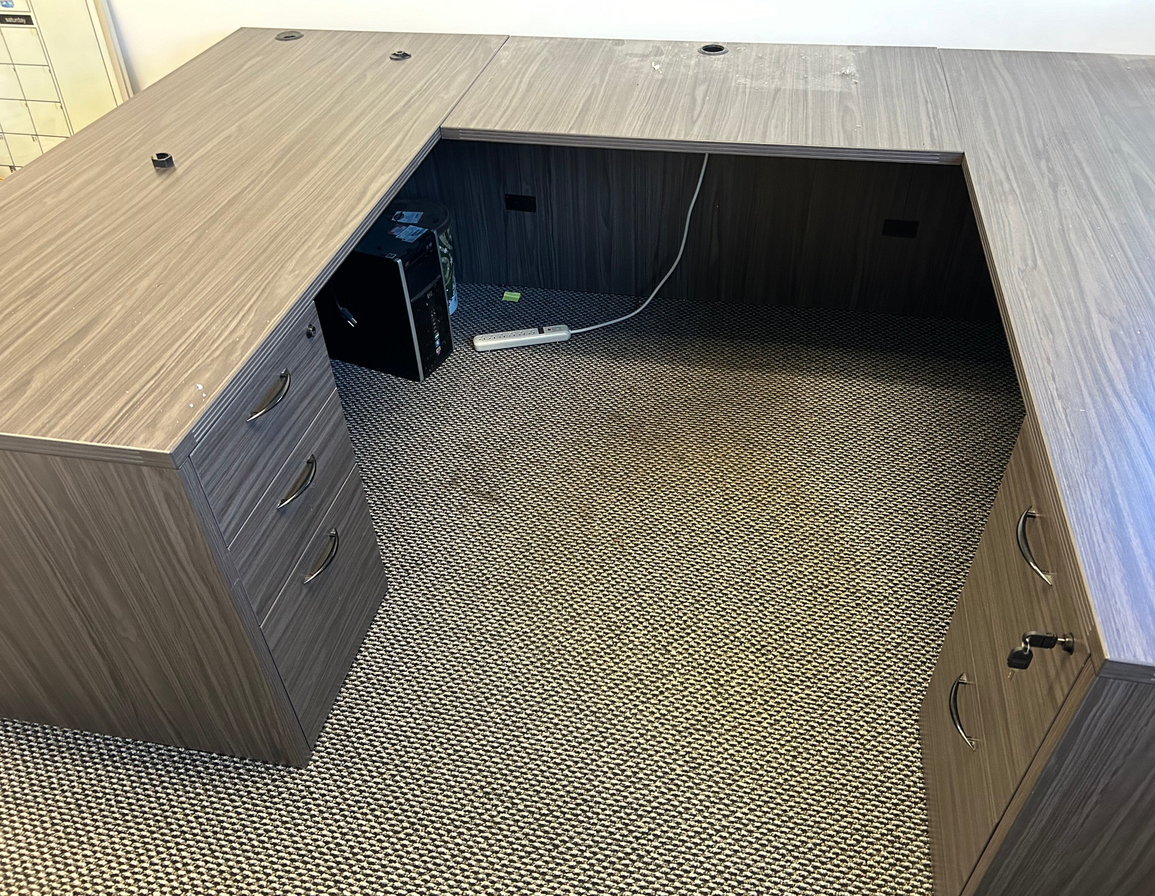 Refurbished U-Shaped Computer Desk for Home Office - Ergonomic Design with Ample Workspace for Laptops, Monitors & Office Supplies | Perfect for Small Spaces, Gaming & Remote Work