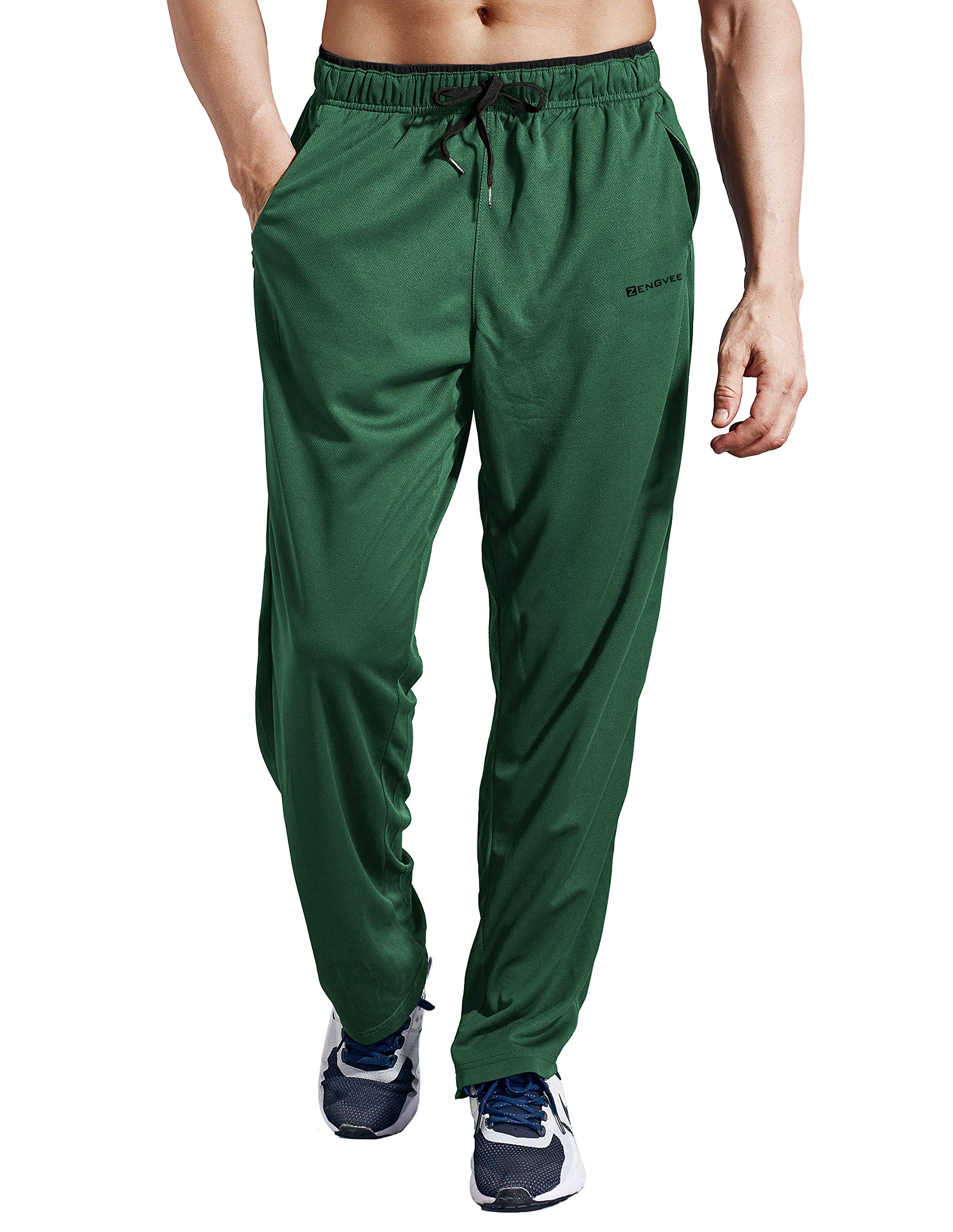 ZENGVEE Men's Sweatpants with Zipper Pockets - Open Bottom Athletic Jogging Pants for Workout, Gym, Running & Training | Comfortable Casual Wear for Sports & Lounge