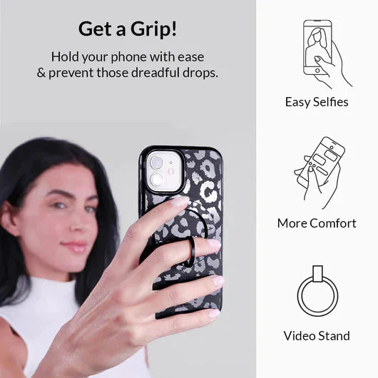 Electric Purple Leopard Print MagSafe Phone Grip Ring - Secure & Stylish Phone Holder for iPhone 14/13/12 Series | Perfect for Driving, Gym Workouts & Everyday Use
