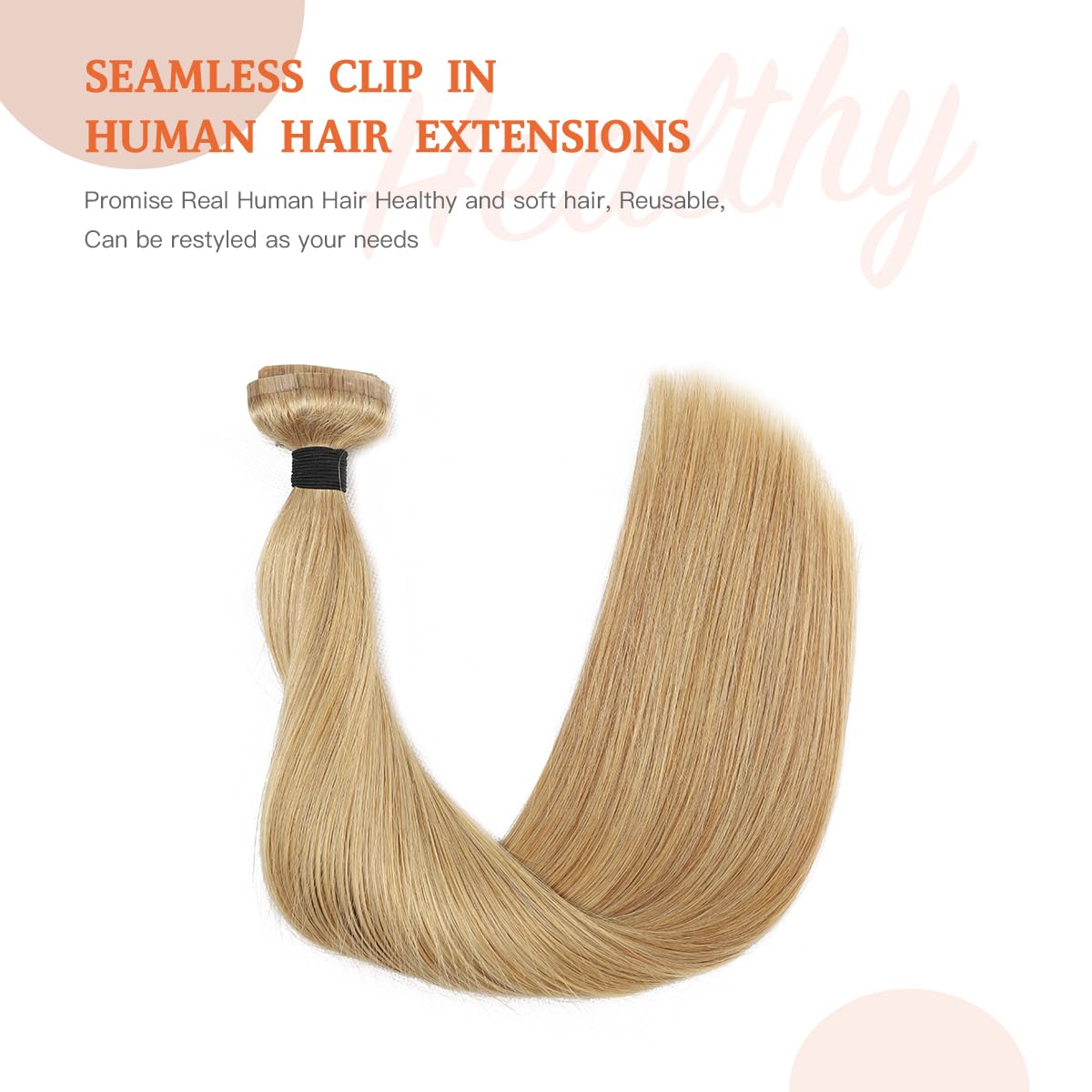 Premium 100% Human Hair Clip-In Extensions - Silky Straight Hair Extensions for Length & Volume | Perfect for Parties, Weddings & Everyday Styling