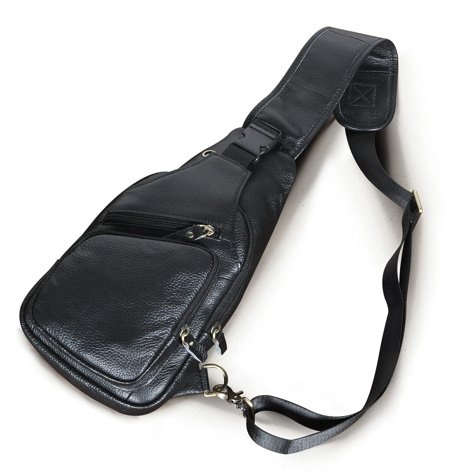 Le'aokuu Men's Leather Crossbody Sling Bag - Fashion Casual Chest Shoulder Bag for Travel, Hiking & Daily Use | Stylish Designer Messenger Bag 8015