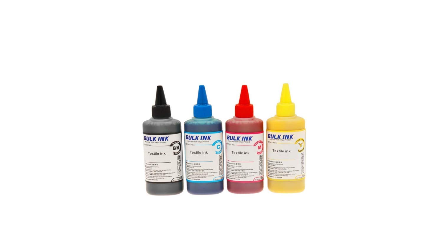 Premium CMYK & White Textile Ink Set with Pretreatment Liquid - Compatible with DTG Flatbed Printers - Perfect for Custom T-Shirt Printing & Fabric Design Projects