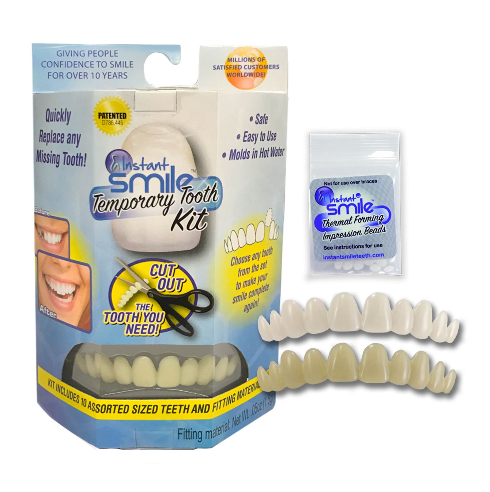 Instant Smile Deluxe Temporary Tooth Replacement Kit - 3 Natural Shades for Missing Teeth - Quick & Easy Solution for Gaps, Special Occasions & Everyday Confidence - Perfect for Photos, Weddings & Job Interviews